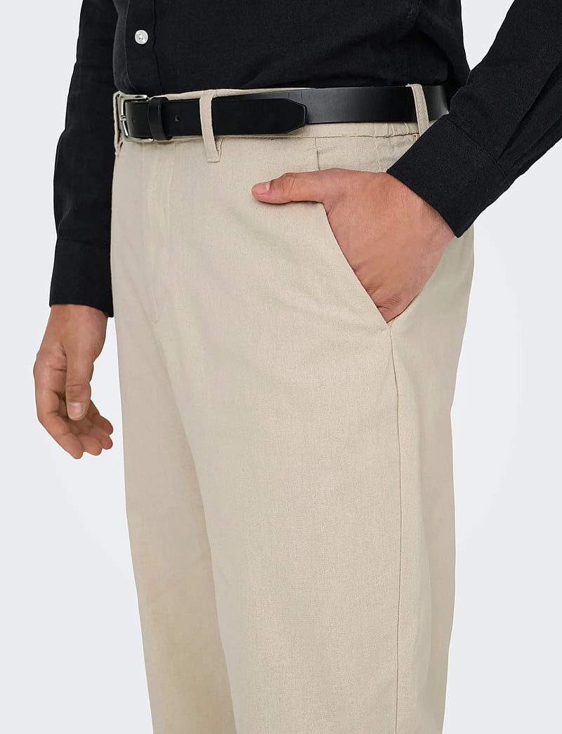 ONLY & SONS - ONSBOB LOOSE COT LIN 0007 PANT NOOS - leinenhosen - silver lining - 5