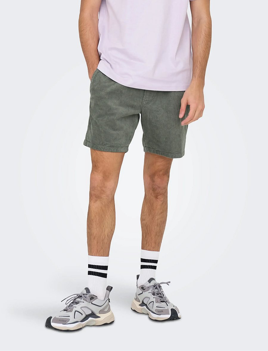 ONLY & SONS - ONSTEL CORDUROY 0185 SHORTS NOOS - freizeitshorts - castor gray - 0