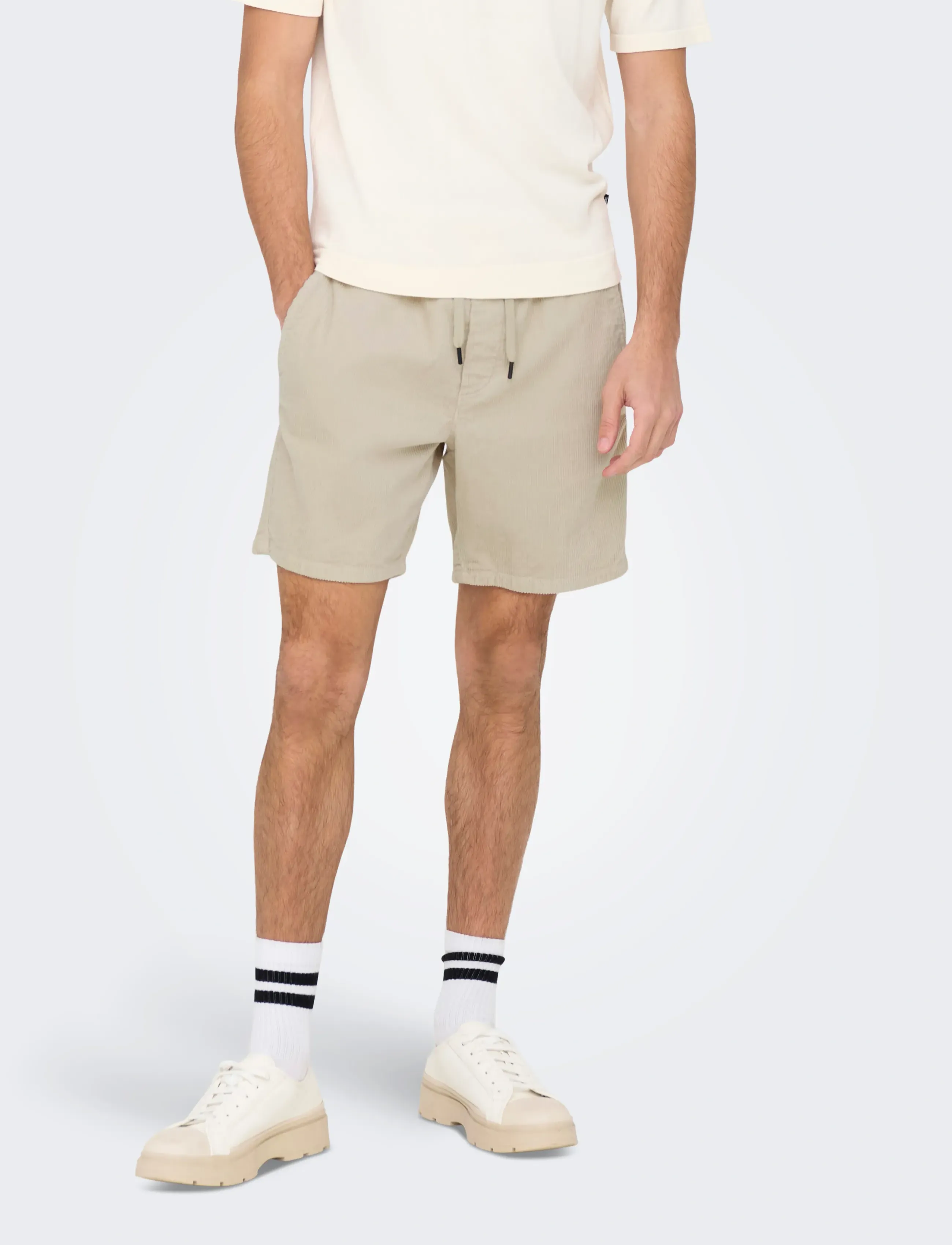 ONLY & SONS Onstel Corduroy 0185 Shorts Noos, Mænd, Fløjls Shorts, Cream, Str: XL
