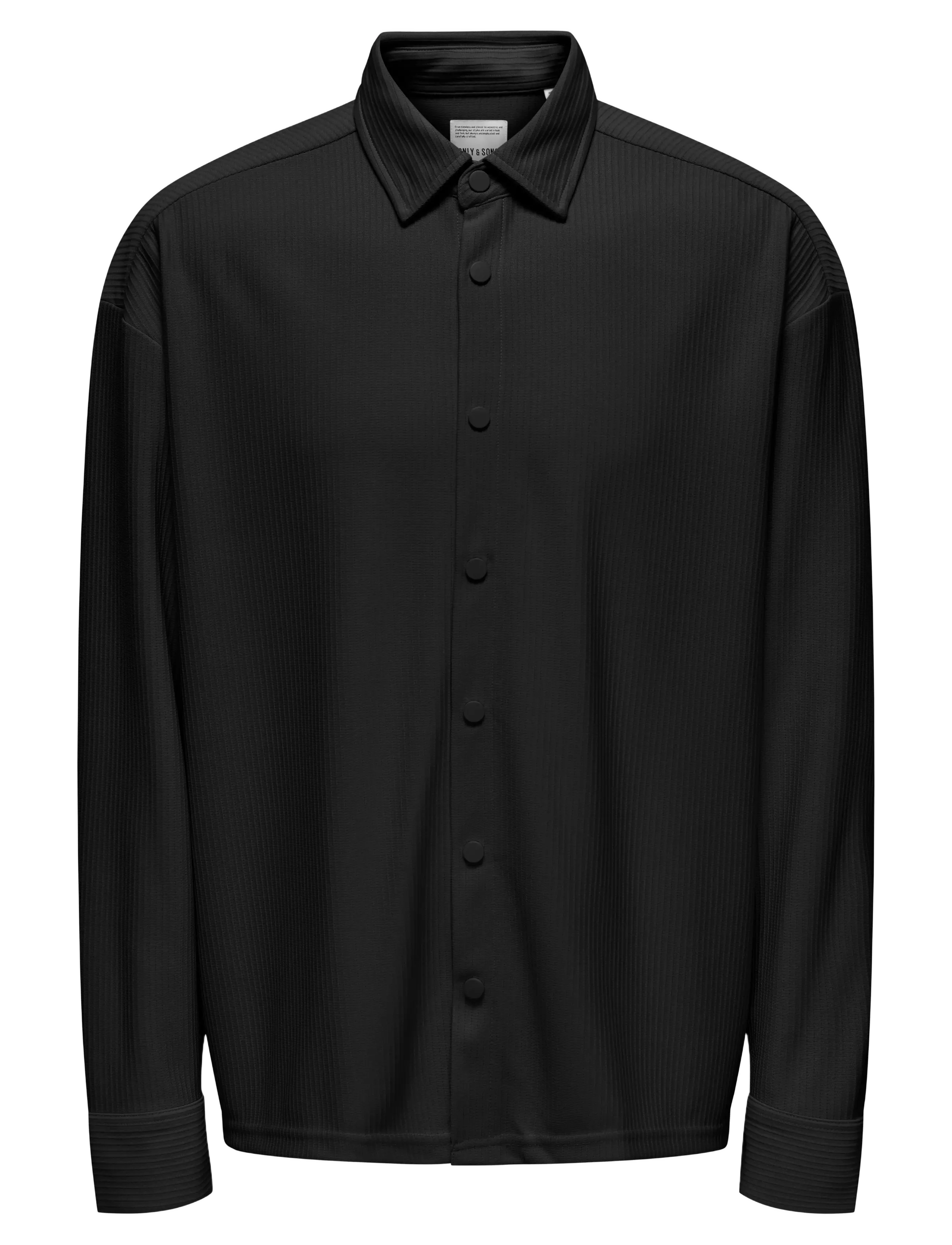 ONLY & SONS Onskari Plizze Ls Rlx Overshirt Schwarz - XS - Herren