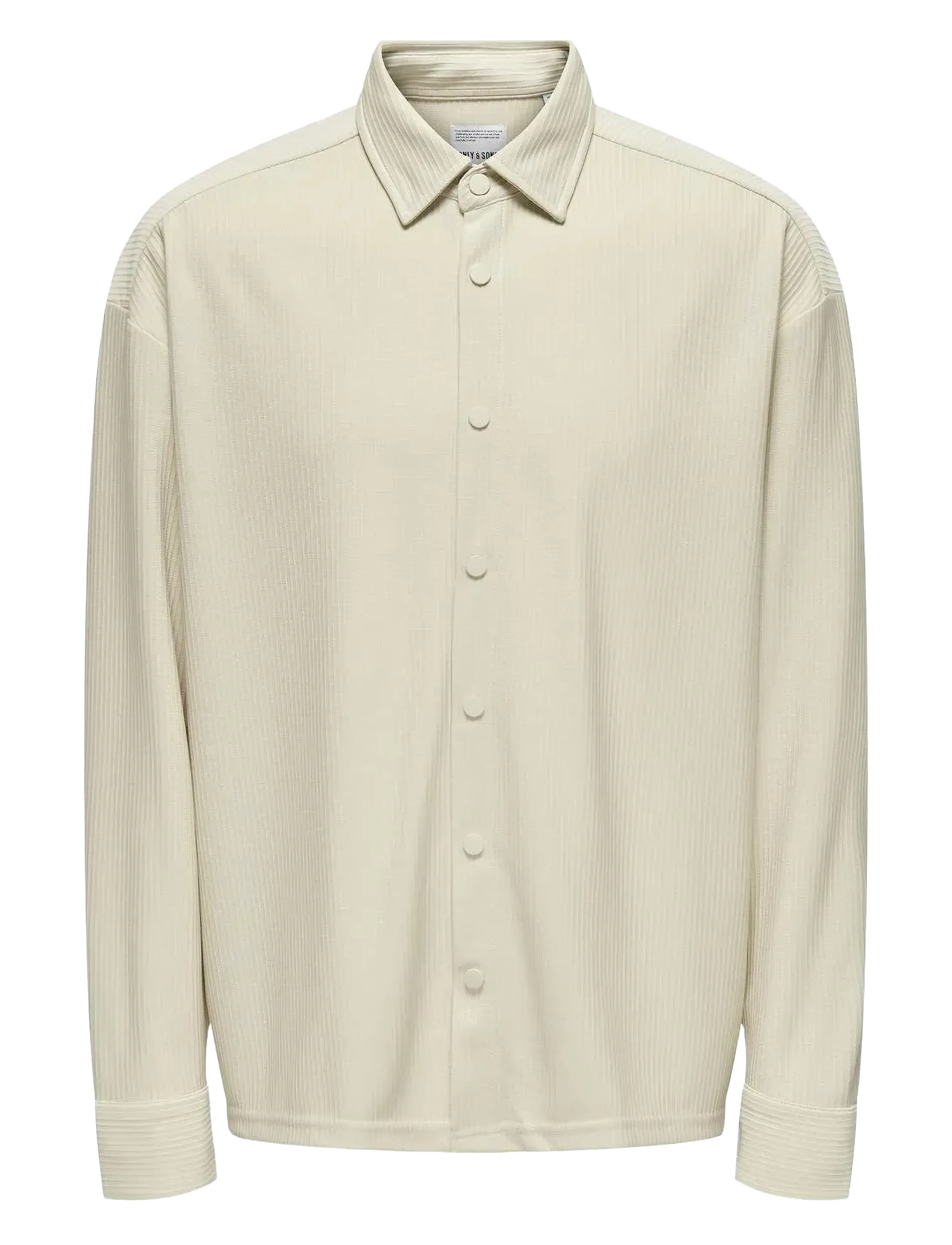 ONLY & SONS Onskari Plizze Ls Rlx Overshirt Cream - S - Herren
