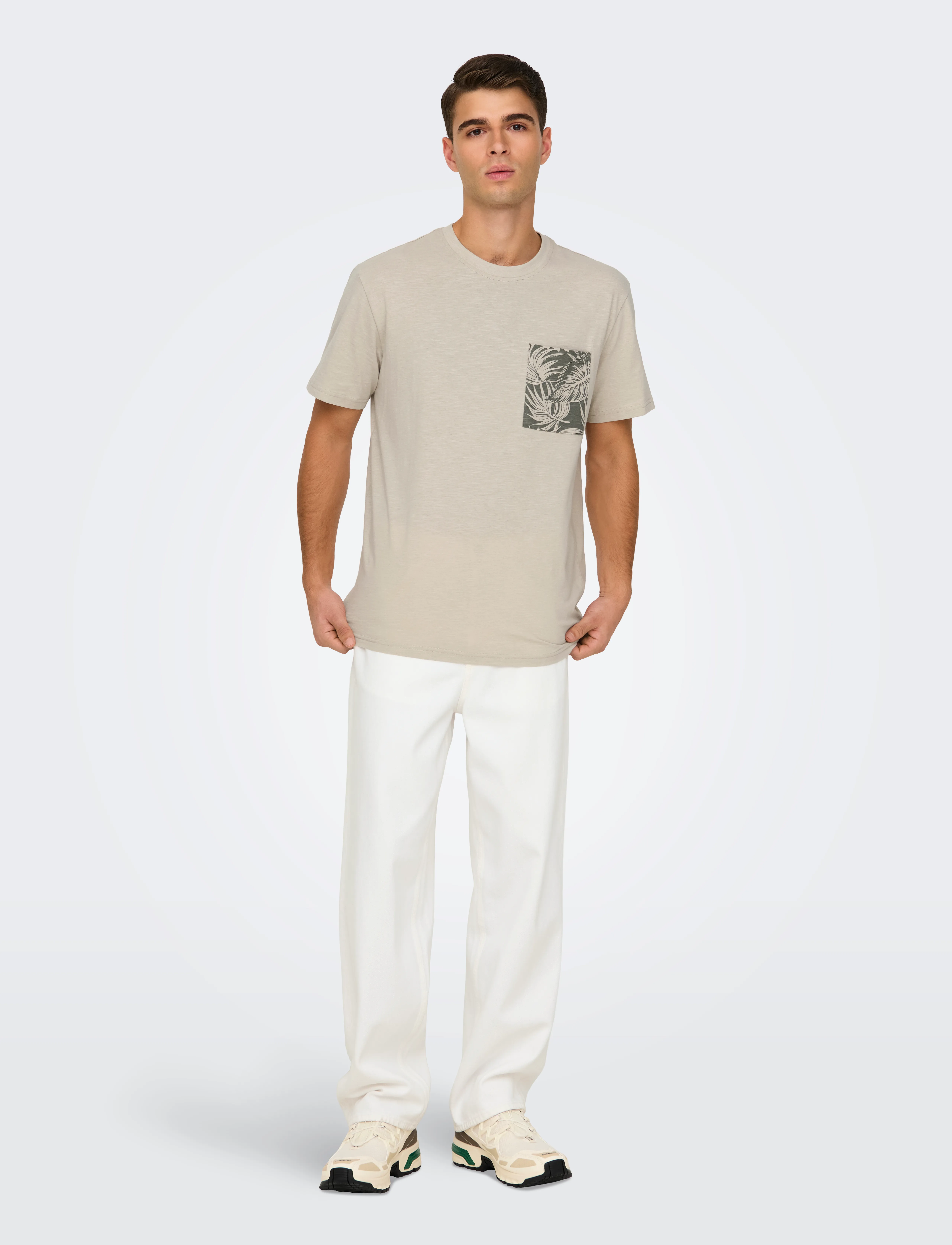 ONLY & SONS ONSFADE LOOSE WHITE 1661 PIM DNM NOOS - Kläder - WHITE / white