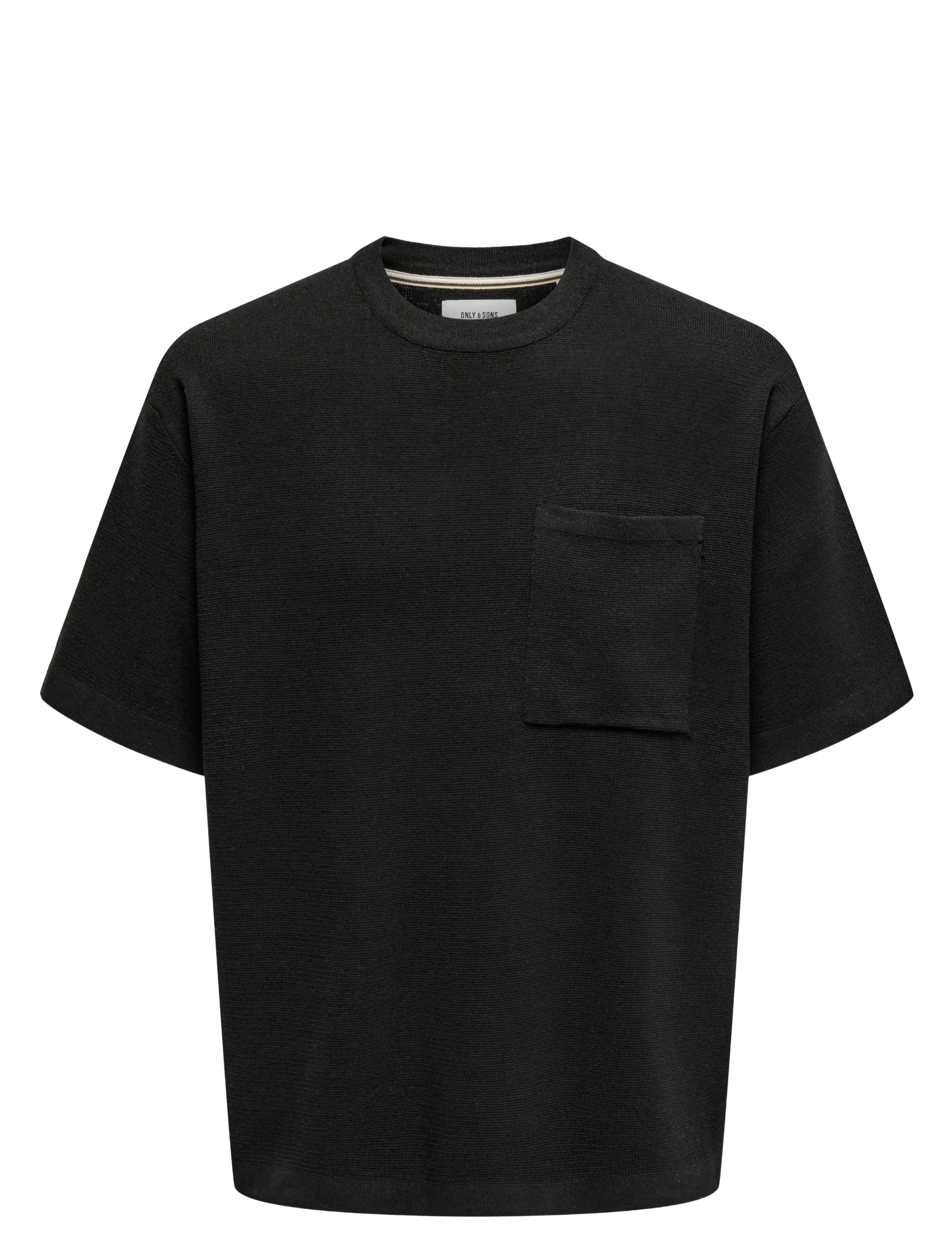 ONLY & SONS Onsgary Life Ovz 12 Ss Crew Knit Schwarz - S - Herren