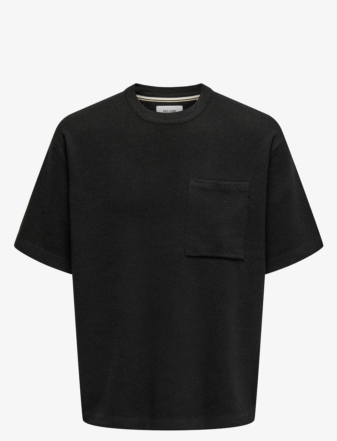 ONLY & SONS - ONSGARY LIFE OVZ 12 SS CREW KNIT - short-sleeved t-shirts - black - 0