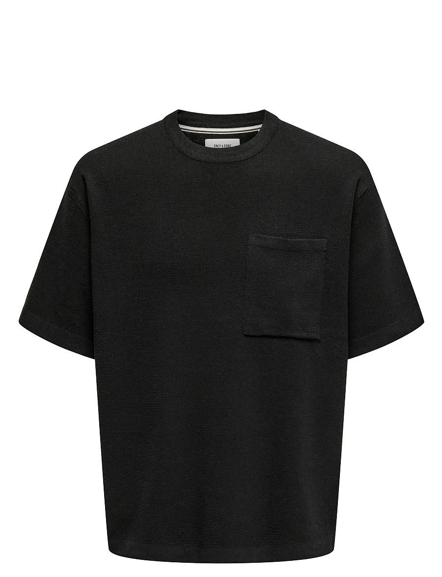 ONLY & SONS - ONSGARY LIFE OVZ 12 SS CREW KNIT - kortærmede t-shirts - black - 0