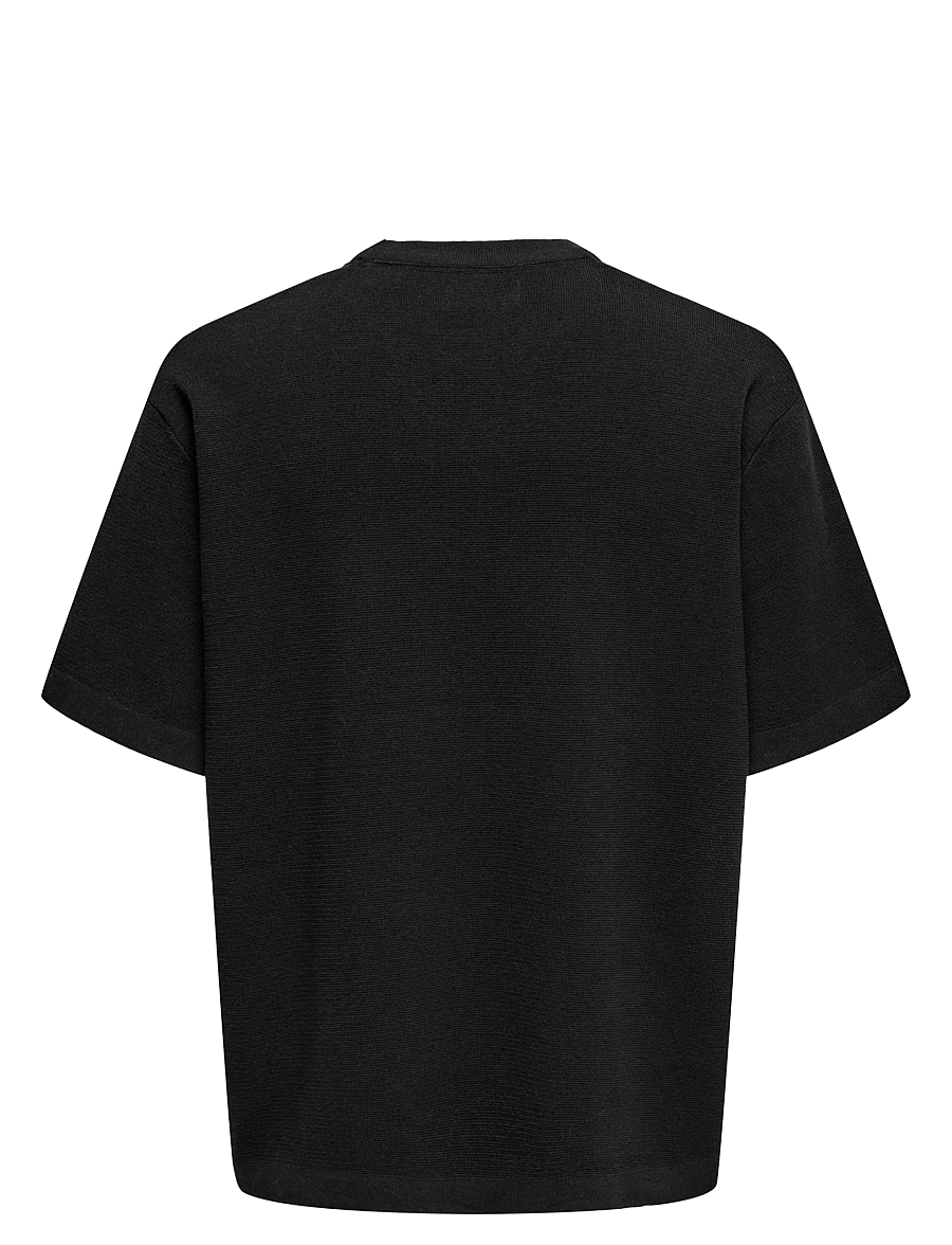 ONLY & SONS - ONSGARY LIFE OVZ 12 SS CREW KNIT - kortærmede t-shirts - black - 1