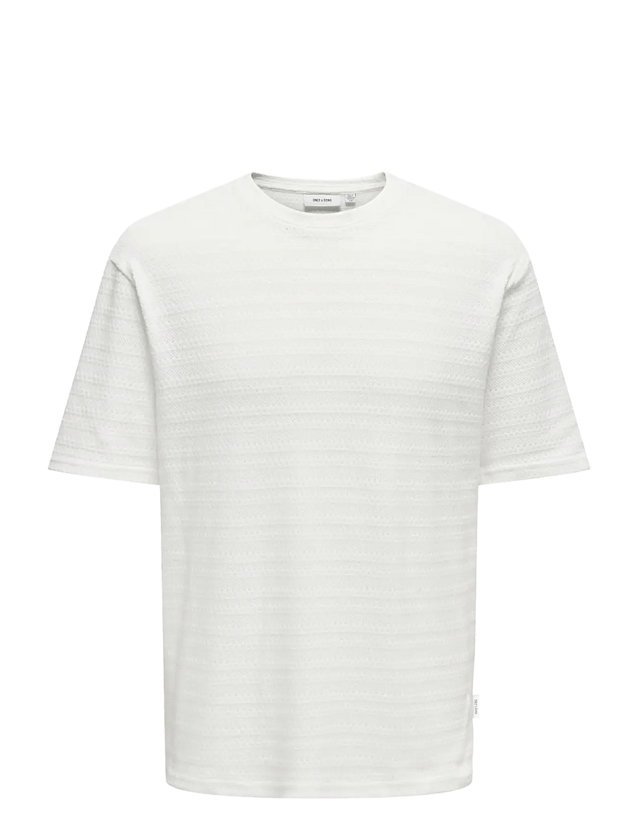 ONLY & SONS - ONSGIVO REG 12 SS CREW KNIT NOOS - short-sleeved t-shirts - cloud dancer - 1