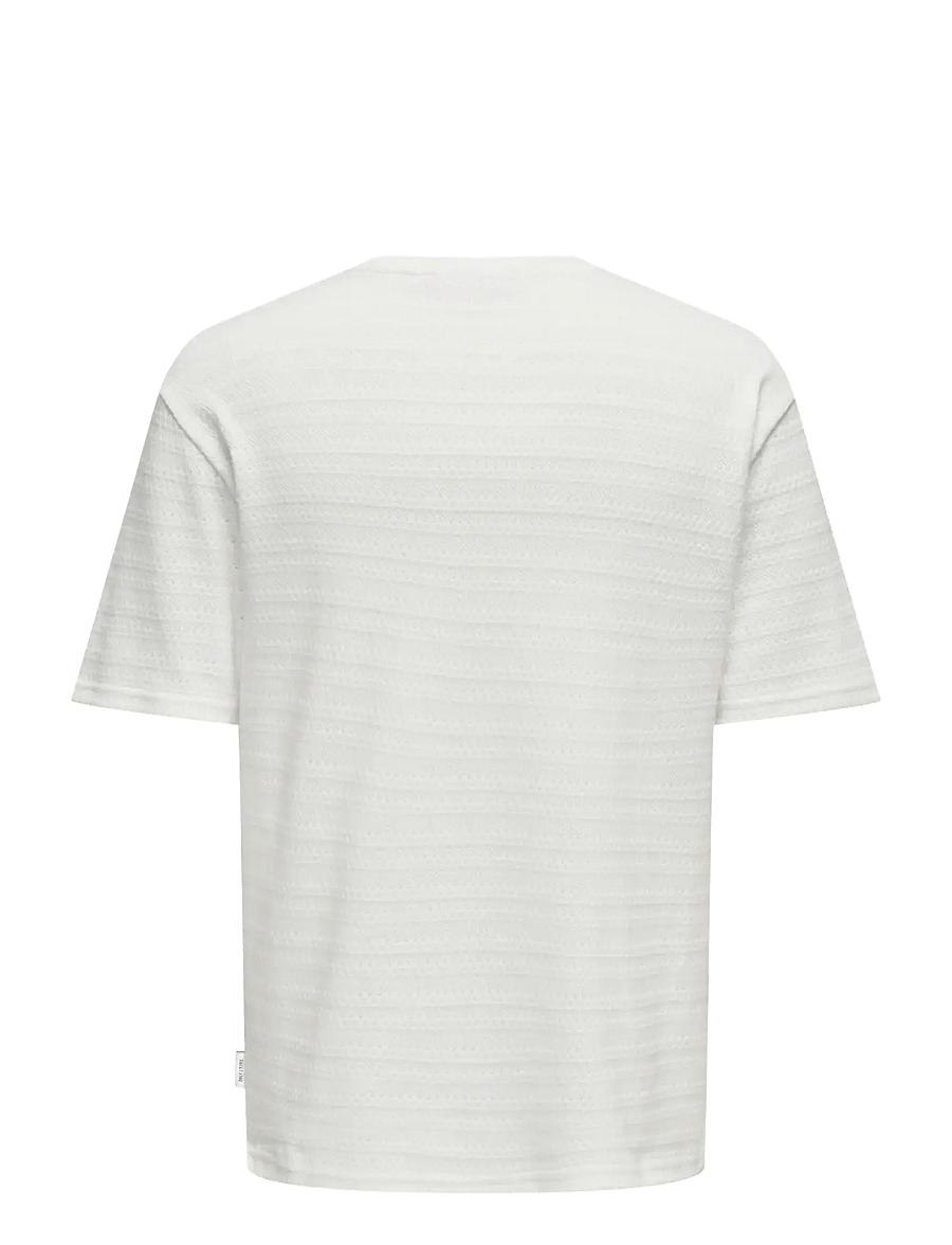 ONLY & SONS - ONSGIVO REG 12 SS CREW KNIT NOOS - short-sleeved t-shirts - cloud dancer - 2