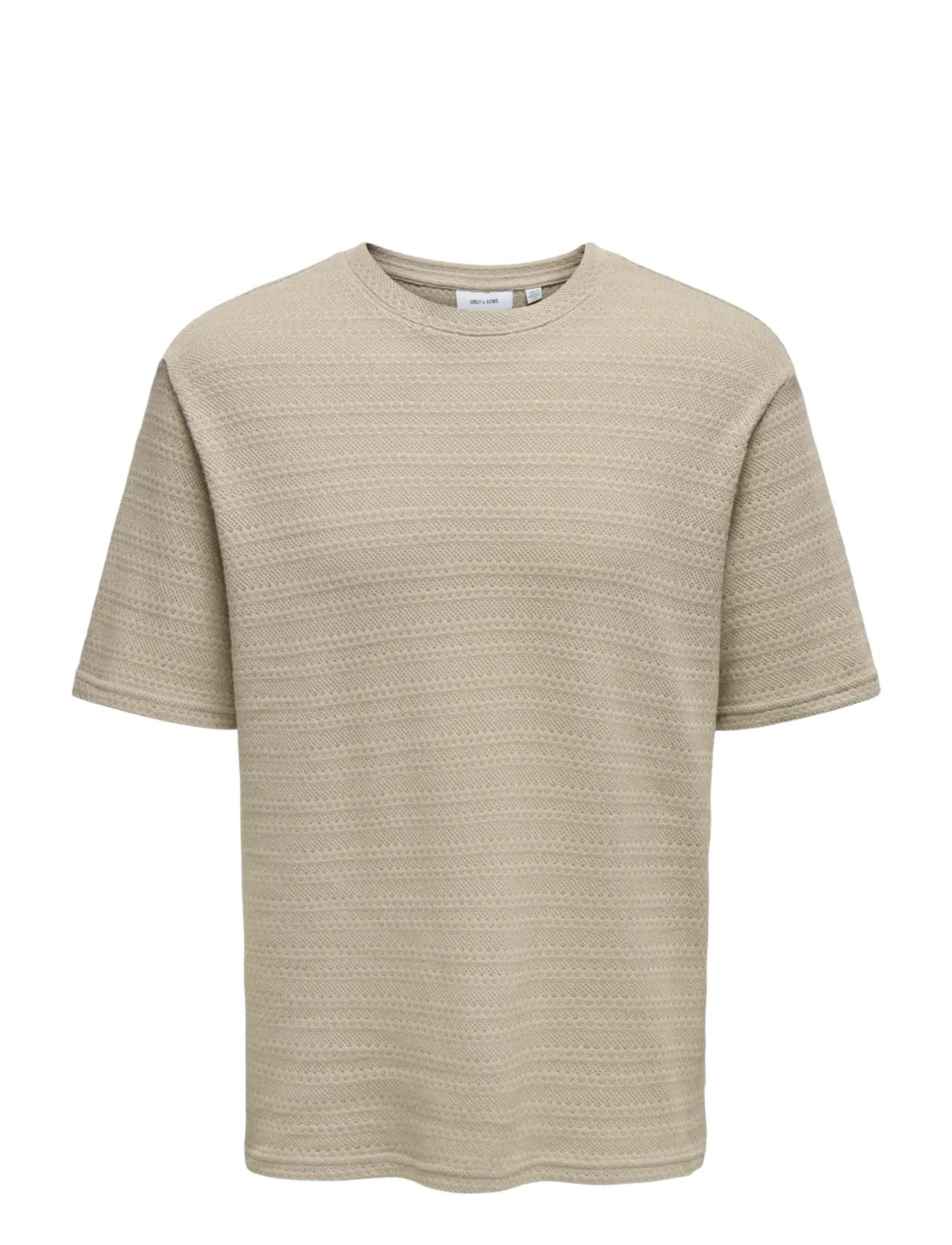 ONLY & SONS ONSGIVO REG 12 SS CREW KNIT NOOS - Rundhalsad - STRING / beige