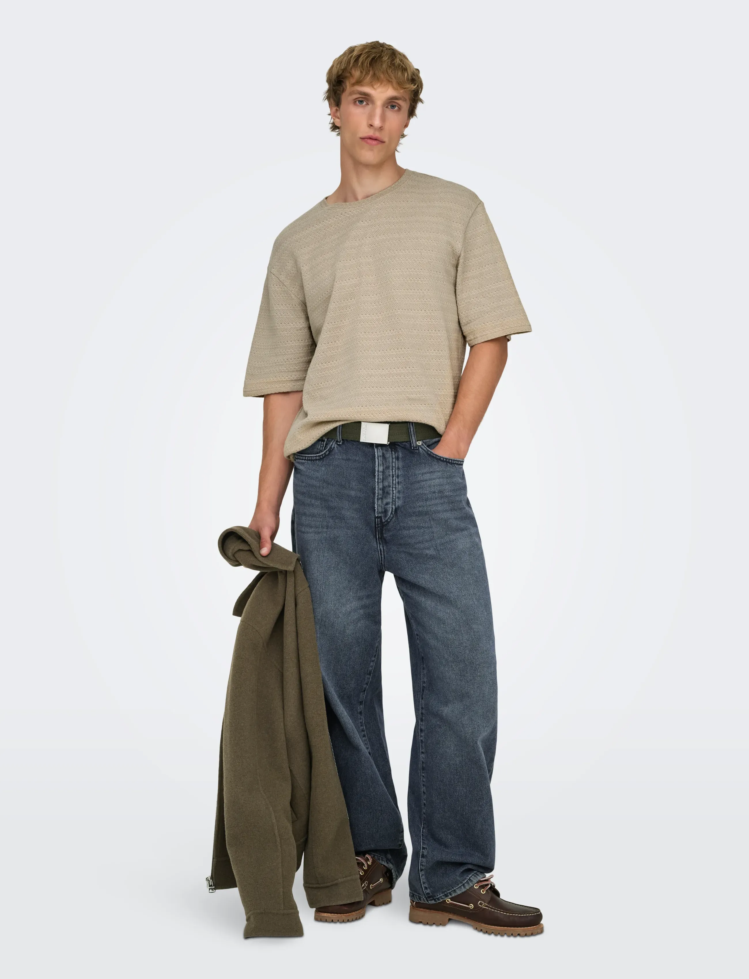 ONLY & SONS ONSGIVO REG 12 SS CREW KNIT NOOS - Kollektioner - STRING / beige