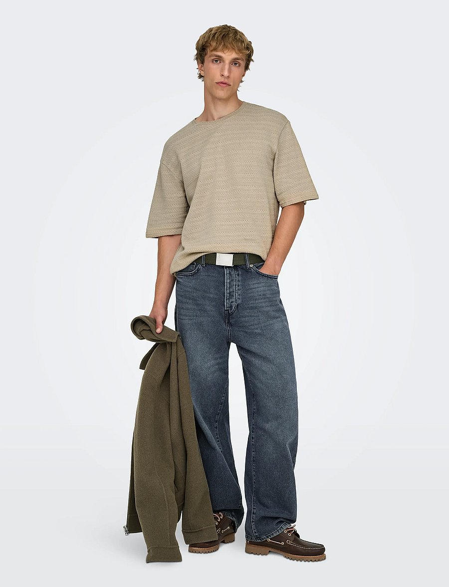 ONLY & SONS - ONSGIVO REG 12 SS CREW KNIT NOOS - kurzärmelige t-shirts - string - 0