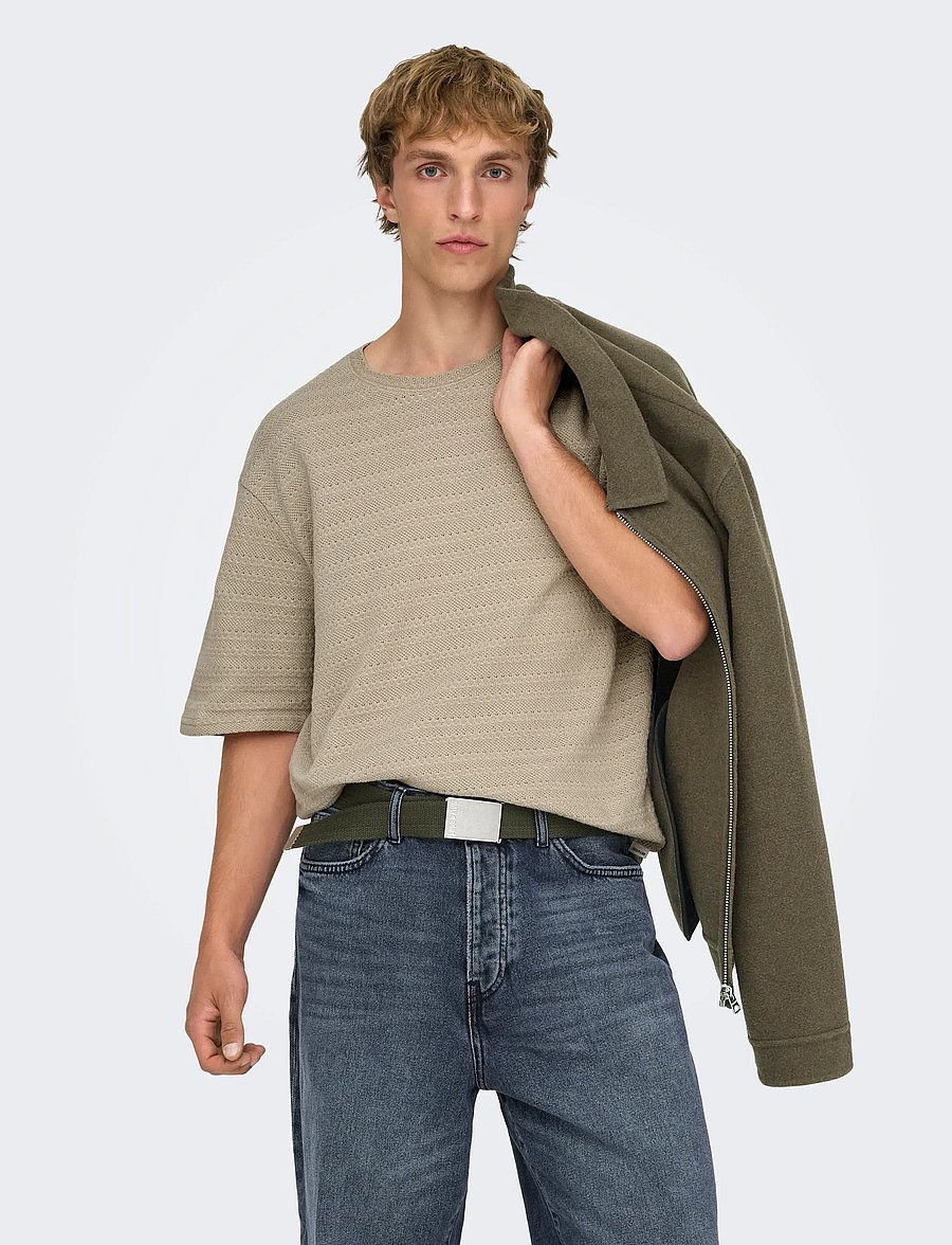 ONLY & SONS - ONSGIVO REG 12 SS CREW KNIT NOOS - kurzärmelige t-shirts - string - 4