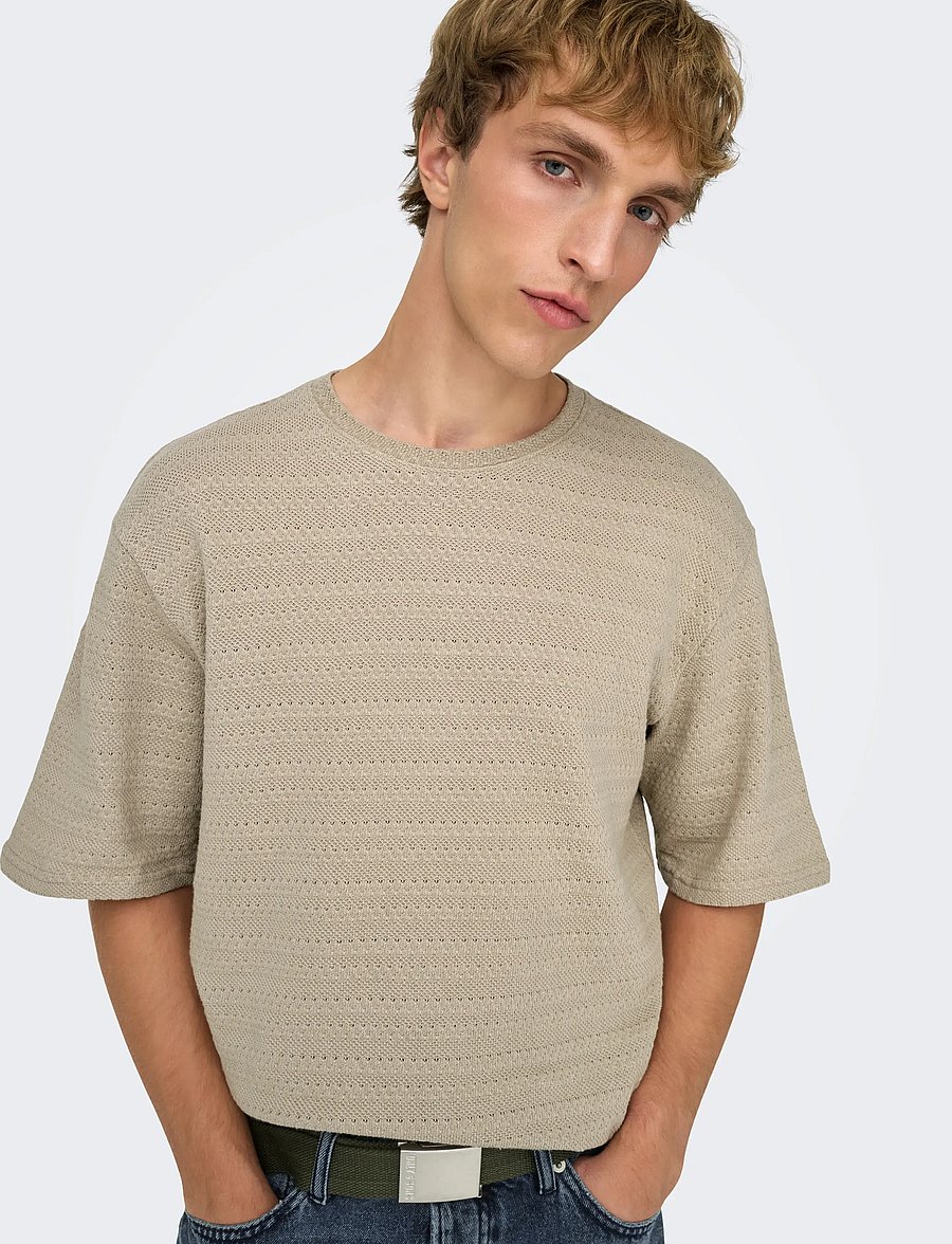 ONLY & SONS - ONSGIVO REG 12 SS CREW KNIT NOOS - kurzärmelige t-shirts - string - 5