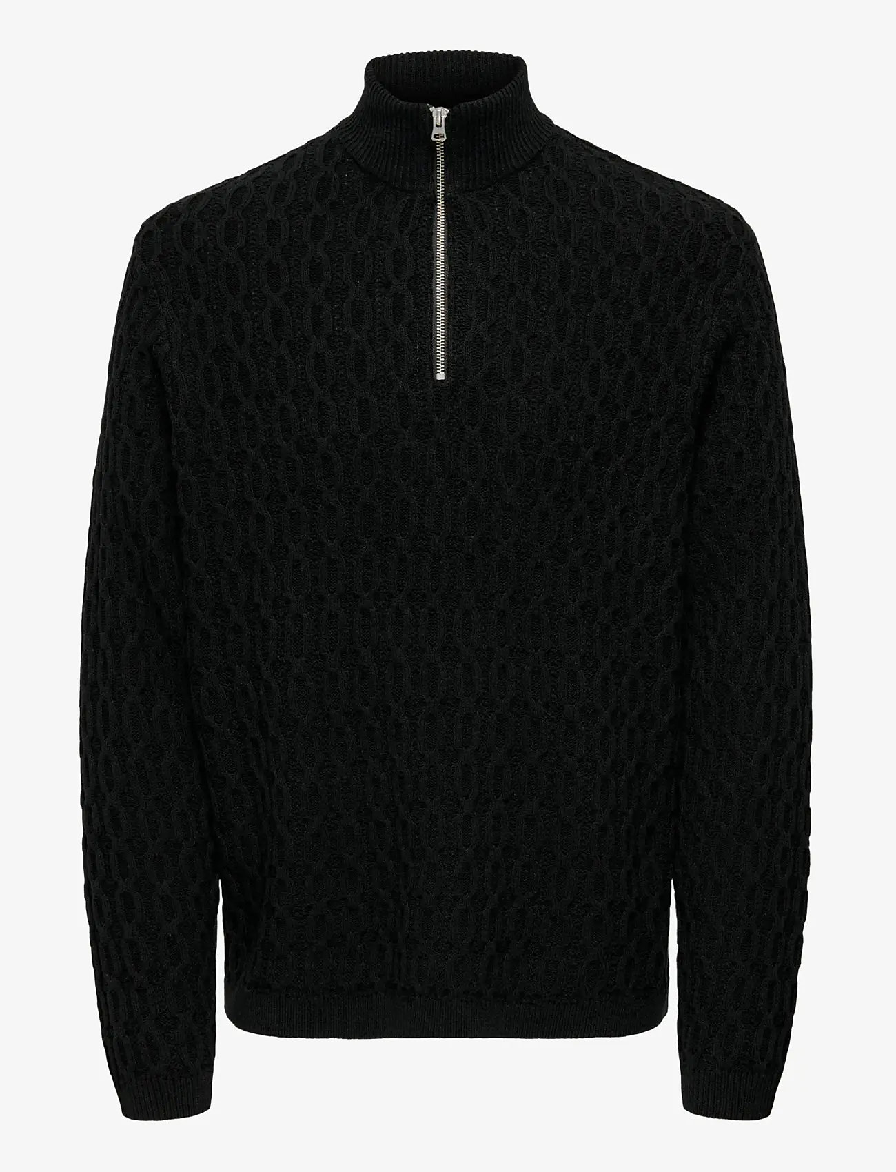 ONLY & SONS - ONSLEONARD LIFE REG 7 HALF ZIP KNIT CS - half zip-tröjor - black - 0