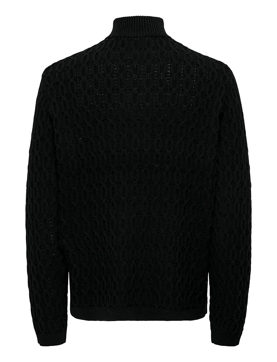 ONLY & SONS - ONSLEONARD LIFE REG 7 HALF ZIP KNIT CS - poolpika lukuga džemprid - black - 1