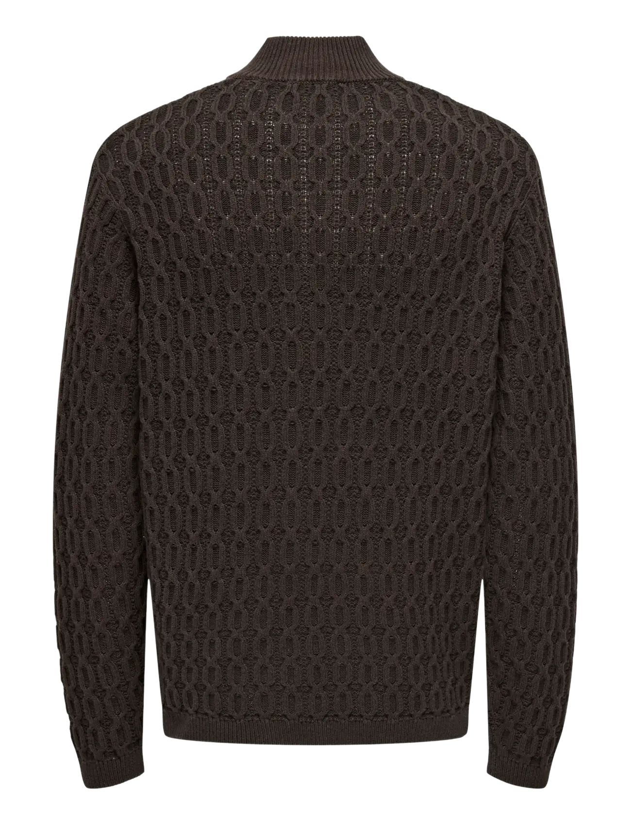 ONLY & SONS - ONSLEONARD LIFE REG 7 HALF ZIP KNIT CS - halfzip strik - coffee bean - 1
