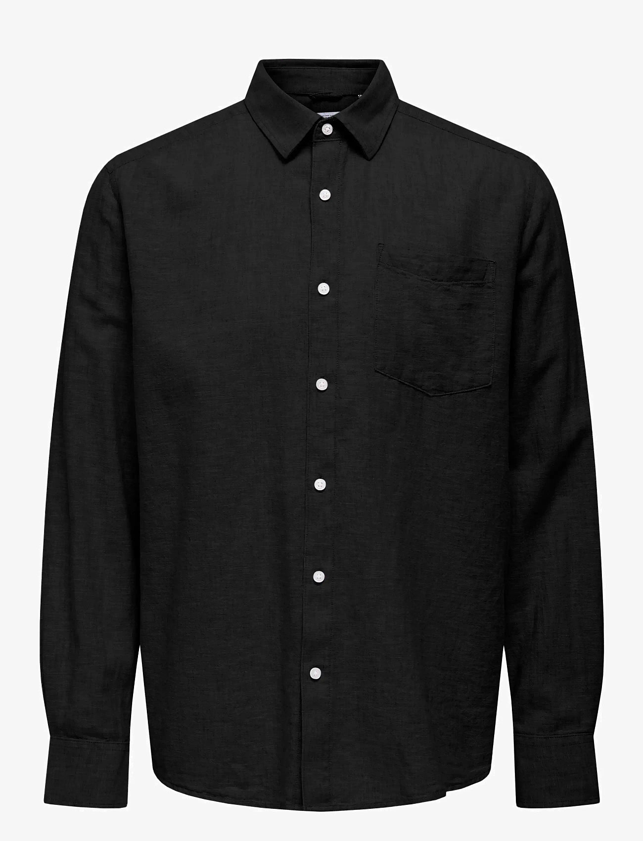 ONLY & SONS - ONSCAIDEN LIFE REG LS 1 PKT SHIRT NOOS - linased särgid - black - 1