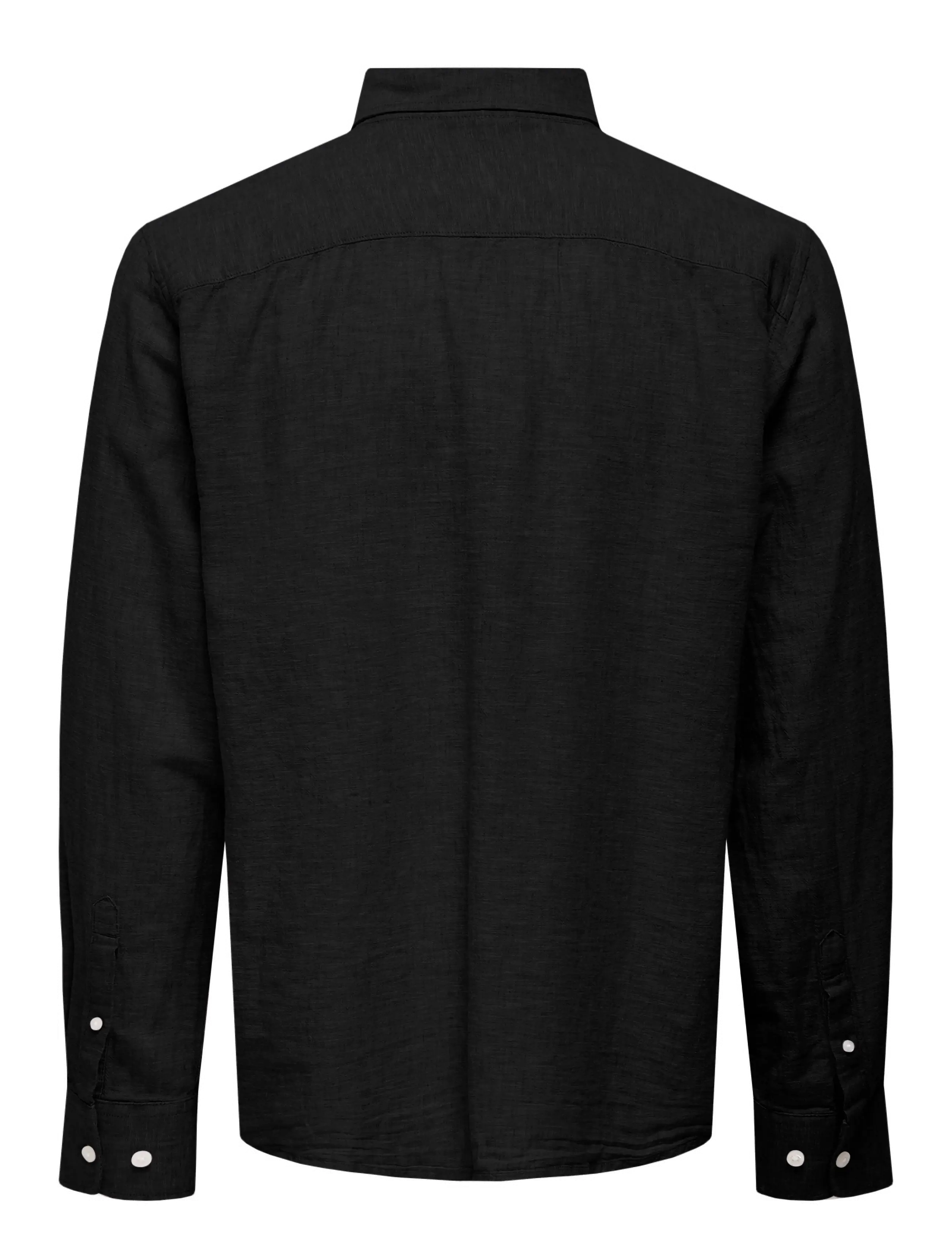 ONLY & SONS - ONSCAIDEN LIFE REG LS 1 PKT SHIRT NOOS - chemises de lin - black - 2