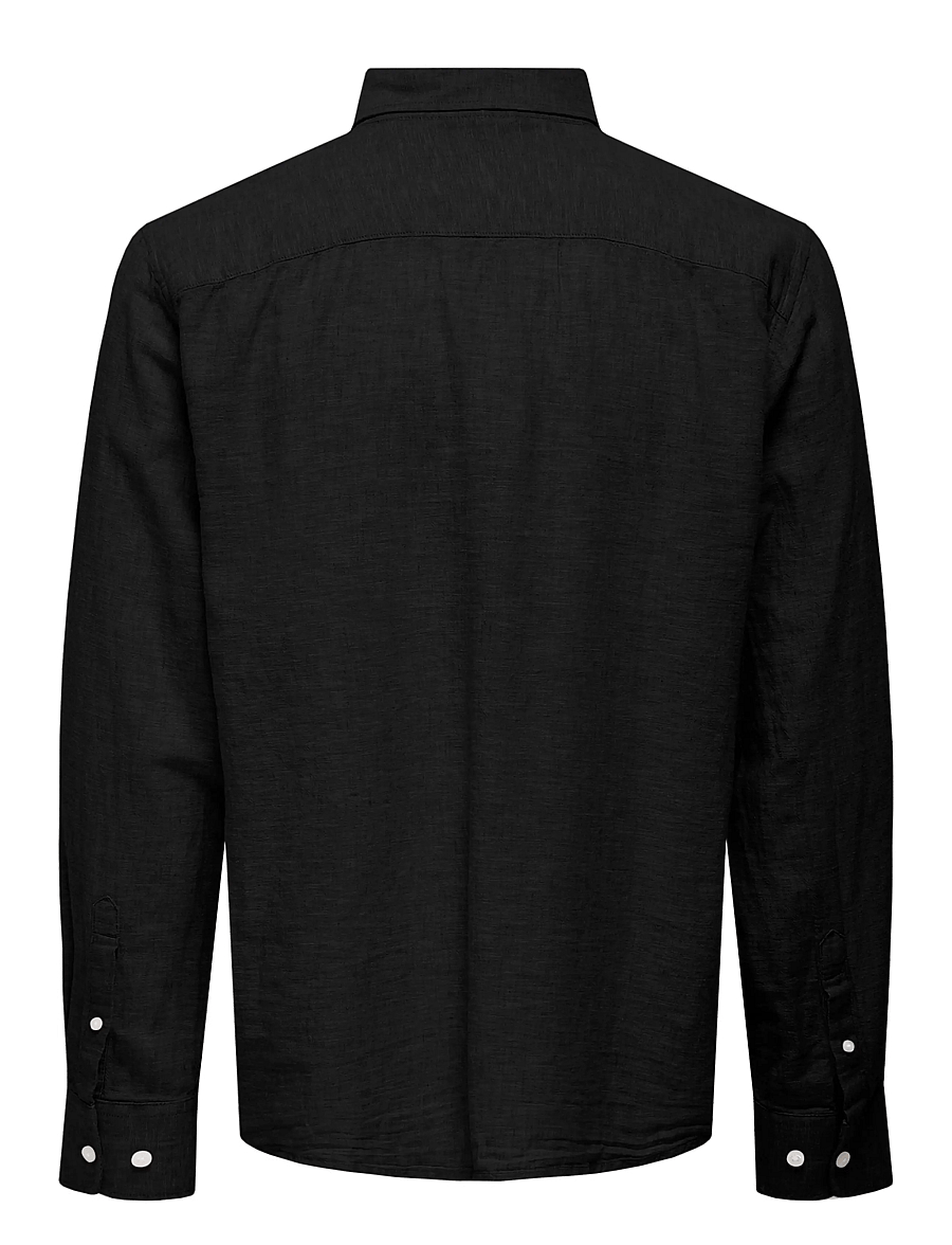 ONLY & SONS - ONSCAIDEN LIFE REG LS 1 PKT SHIRT NOOS - chemises de lin - black - 2