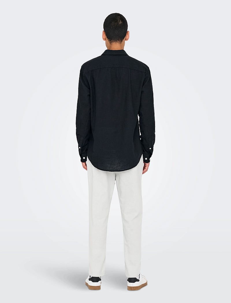 ONLY & SONS - ONSCAIDEN LIFE REG LS 1 PKT SHIRT NOOS - linased särgid - black - 3