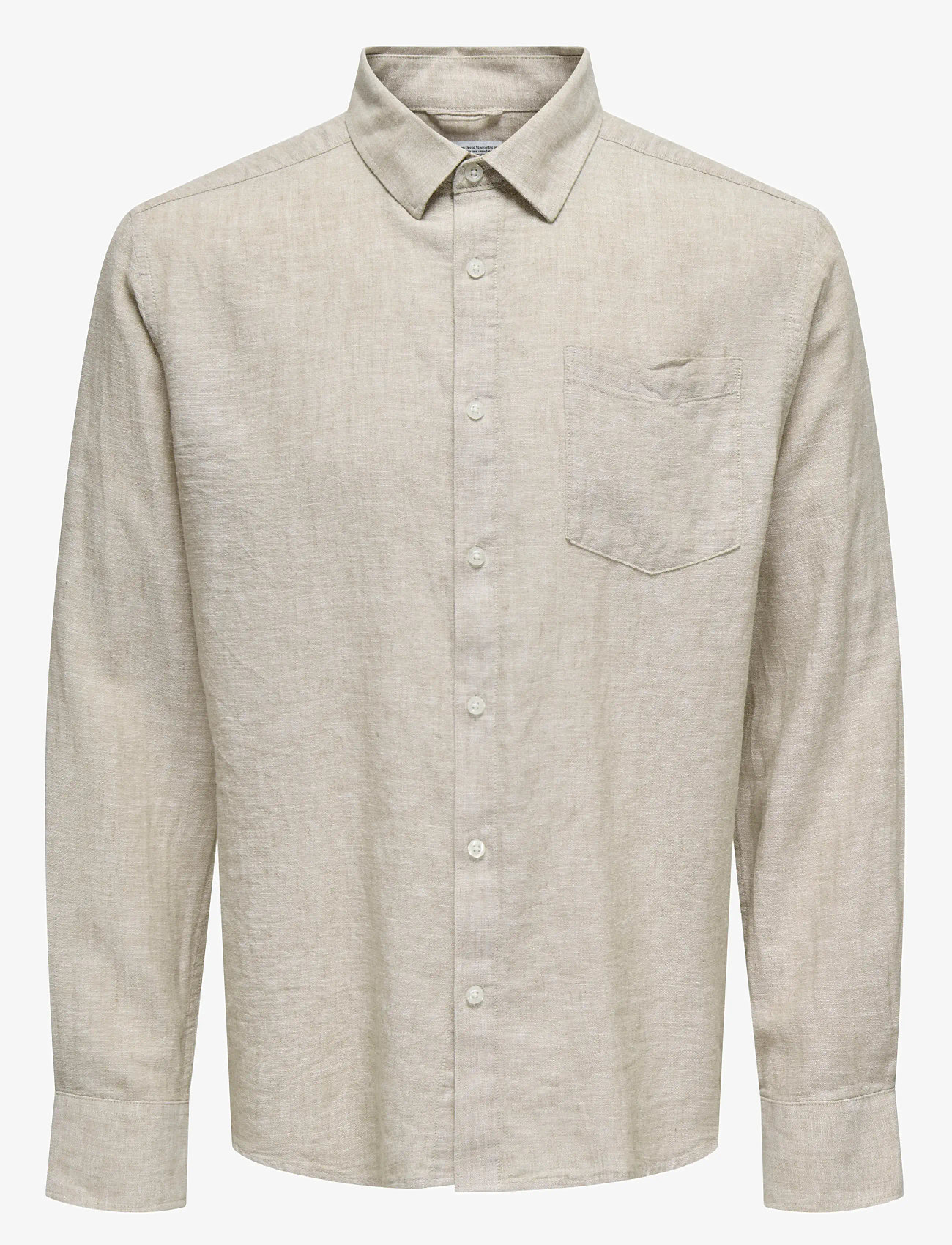 ONLY & SONS - ONSCAIDEN LIFE REG LS 1 PKT SHIRT NOOS - chemises de lin - chinchilla - 1