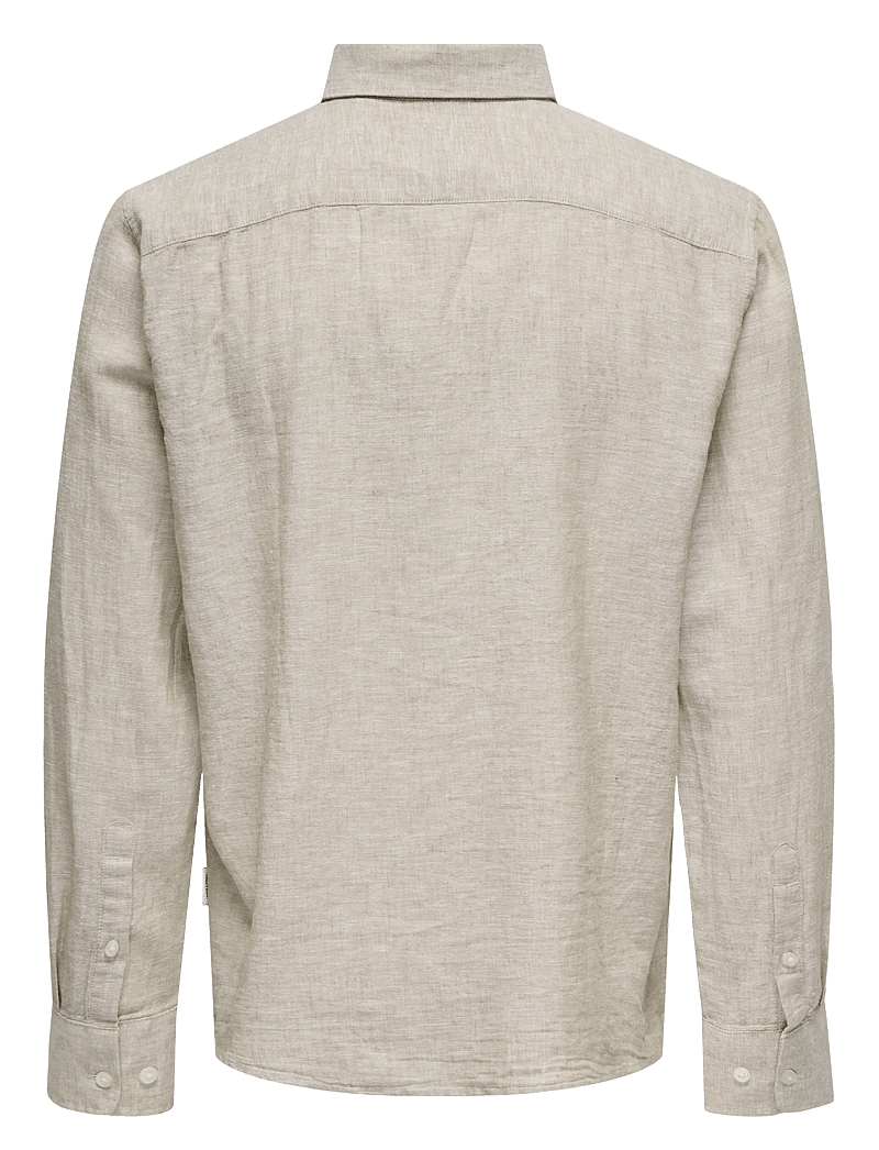 ONLY & SONS - ONSCAIDEN LIFE REG LS 1 PKT SHIRT NOOS - chemises de lin - chinchilla - 2