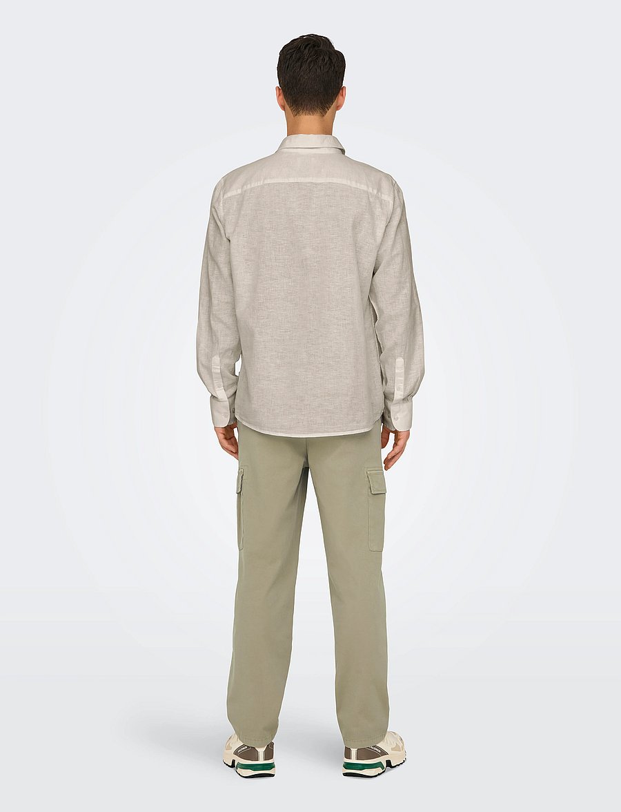 ONLY & SONS - ONSCAIDEN LIFE REG LS 1 PKT SHIRT NOOS - leinenhemden - chinchilla - 3