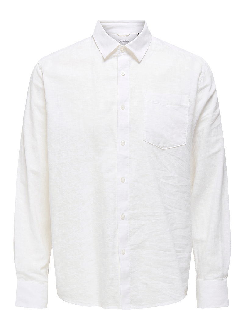 ONLY & SONS - ONSCAIDEN LIFE REG LS 1 PKT SHIRT NOOS - leinenhemden - white - 1