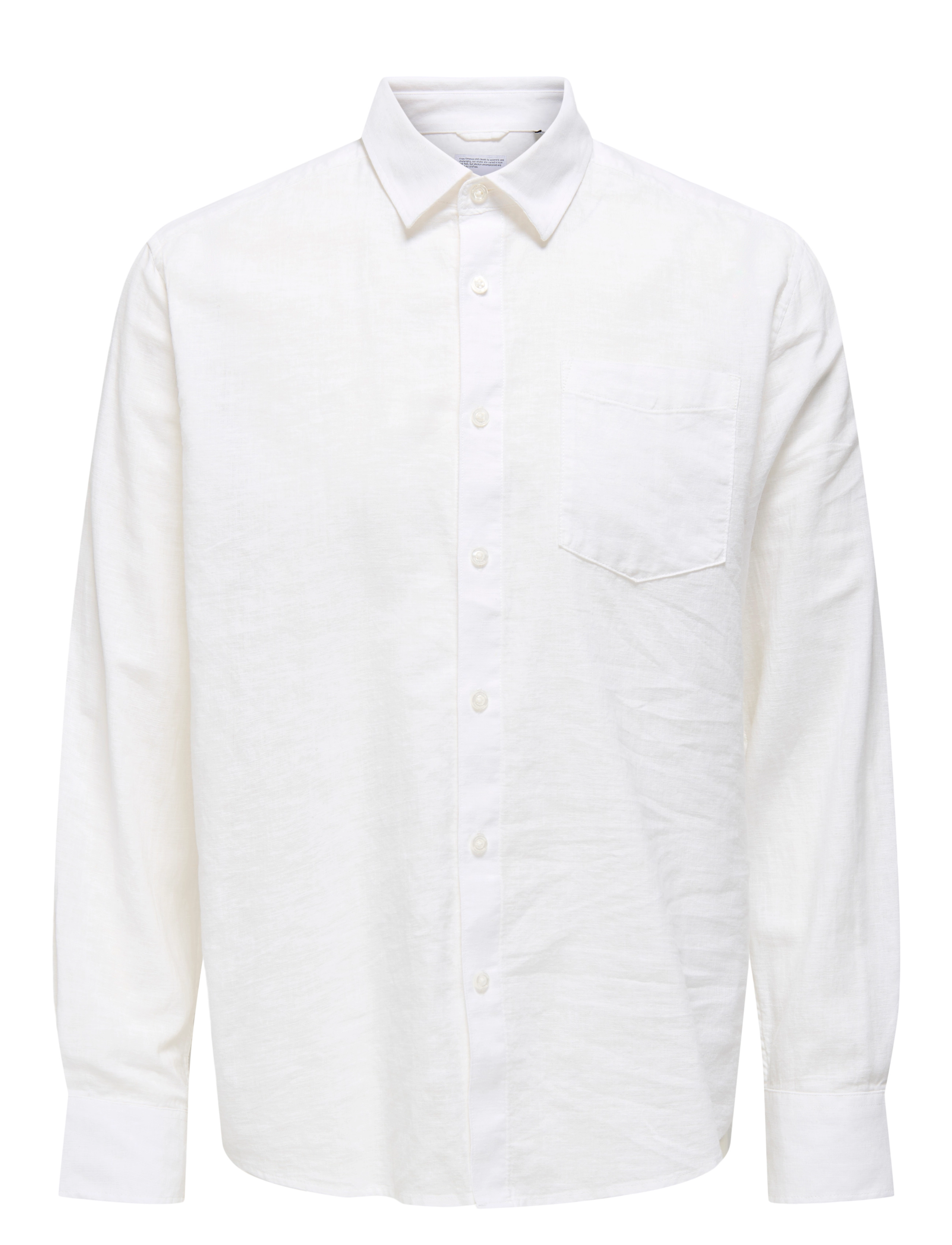 ONLY & SONS - ONSCAIDEN LIFE REG LS 1 PKT SHIRT NOOS - chemises de lin - white - 1