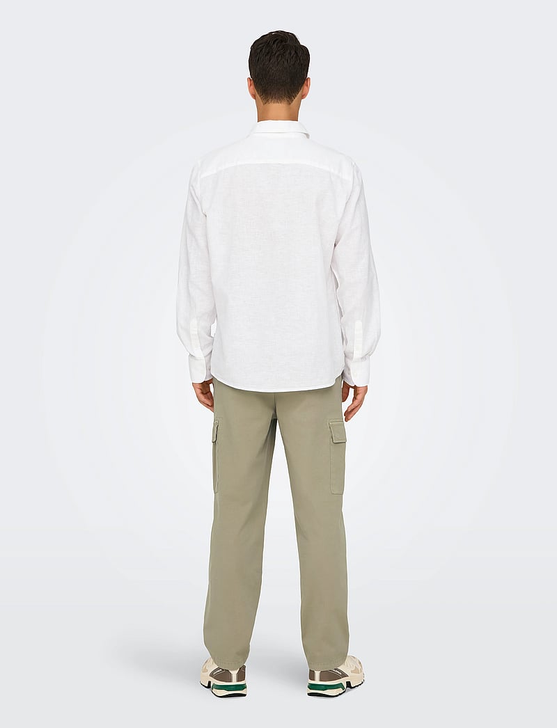 ONLY & SONS - ONSCAIDEN LIFE REG LS 1 PKT SHIRT NOOS - leinenhemden - white - 3