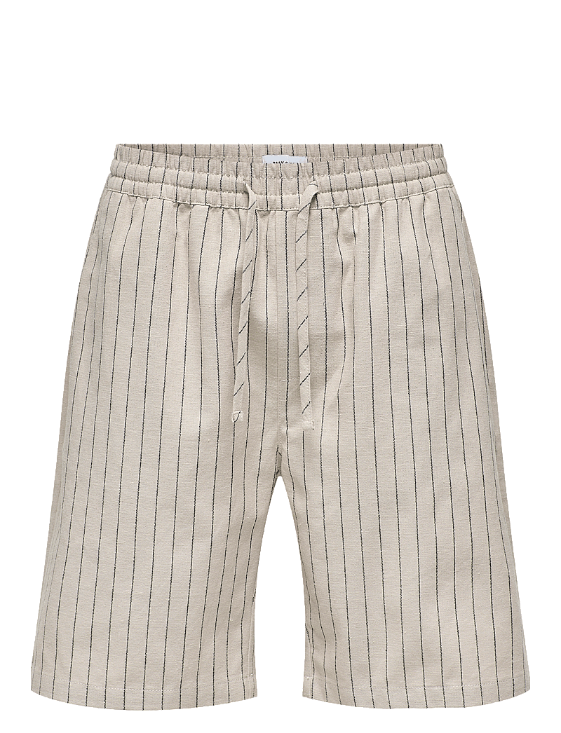 ONLY & SONS - ONSTINUS LOOSE 0256 LINEN SHORTS - leinen-shorts - silver lining - 0