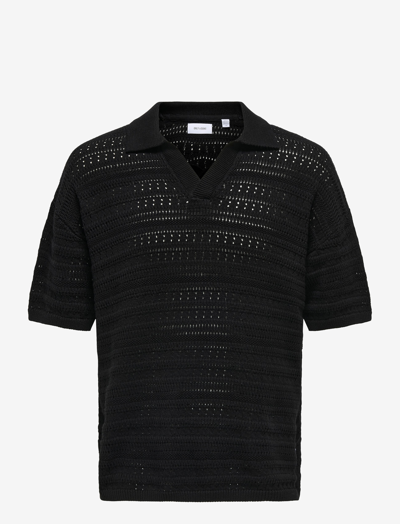 ONLY & SONS - ONSGRAYSON DS 5 CHOCHET POLO KNIT NOOS - gestrickte polohemden - black - 1