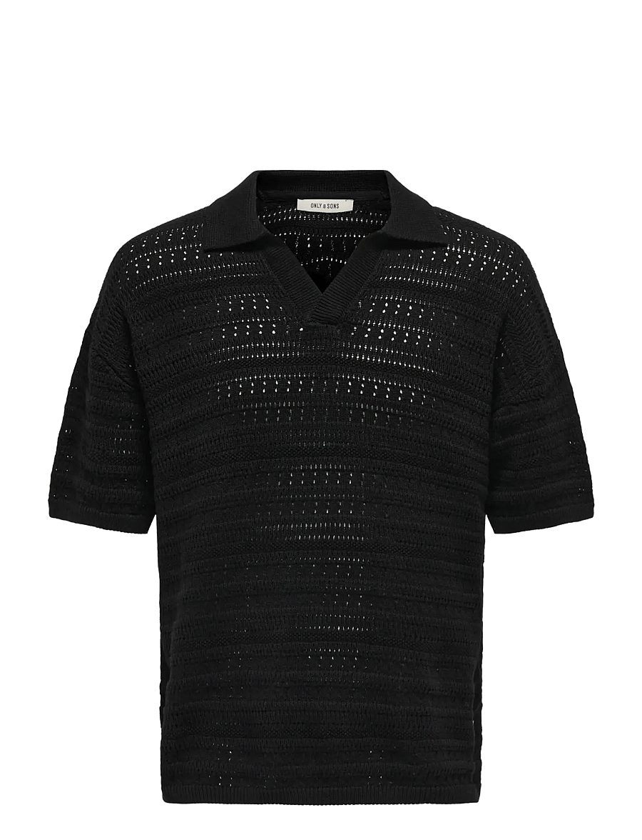 ONLY & SONS - ONSGRAYSON DS 5 CHOCHET POLO KNIT NOOS - stickade pikéer - black - 1