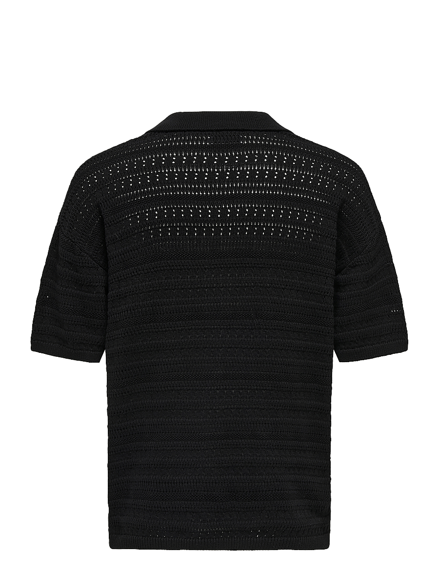 ONLY & SONS - ONSGRAYSON DS 5 CHOCHET POLO KNIT NOOS - stickade pikéer - black - 2