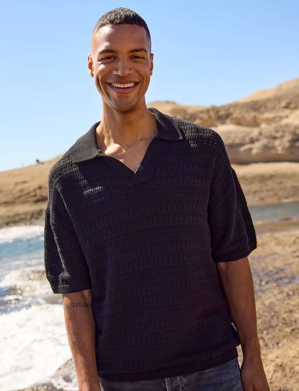 ONLY & SONS - ONSGRAYSON DS 5 CHOCHET POLO KNIT NOOS - polostrik - black - 0