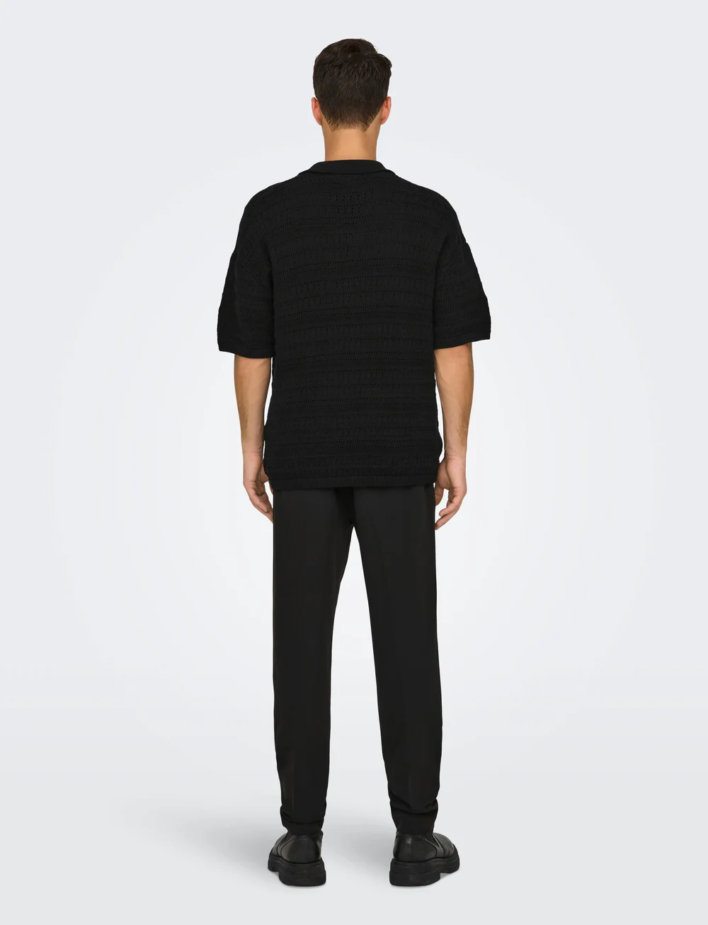 ONLY & SONS - ONSGRAYSON DS 5 CHOCHET POLO KNIT NOOS - polostrik - black - 3