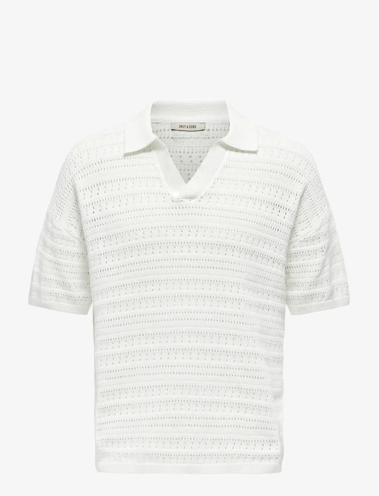 ONLY & SONS - ONSGRAYSON DS 5 CHOCHET POLO KNIT NOOS - kootud polosärgid - cloud dancer - 1