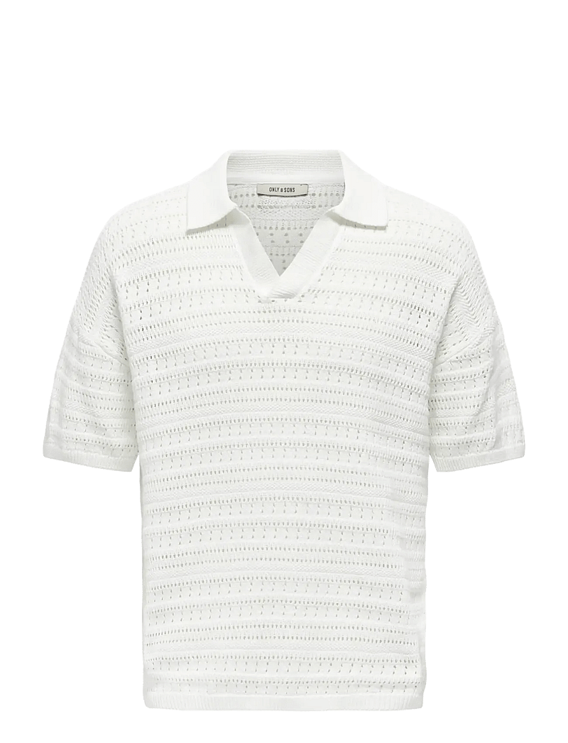 ONLY & SONS - ONSGRAYSON DS 5 CHOCHET POLO KNIT NOOS - kootud polosärgid - cloud dancer - 1