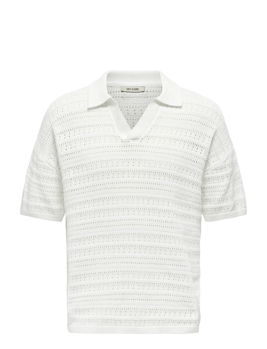 ONLY & SONS - ONSGRAYSON DS 5 CHOCHET POLO KNIT NOOS - trikotažiniai polo marškinėliai - cloud dancer - 1