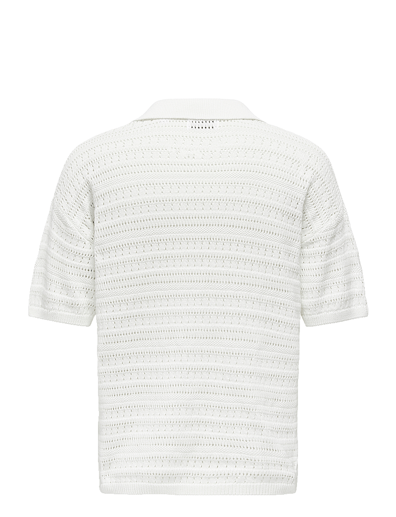 ONLY & SONS - ONSGRAYSON DS 5 CHOCHET POLO KNIT NOOS - kootud polosärgid - cloud dancer - 2