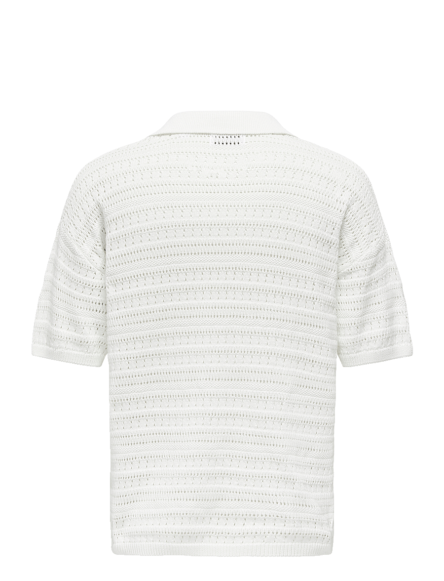 ONLY & SONS - ONSGRAYSON DS 5 CHOCHET POLO KNIT NOOS - trikotažiniai polo marškinėliai - cloud dancer - 2