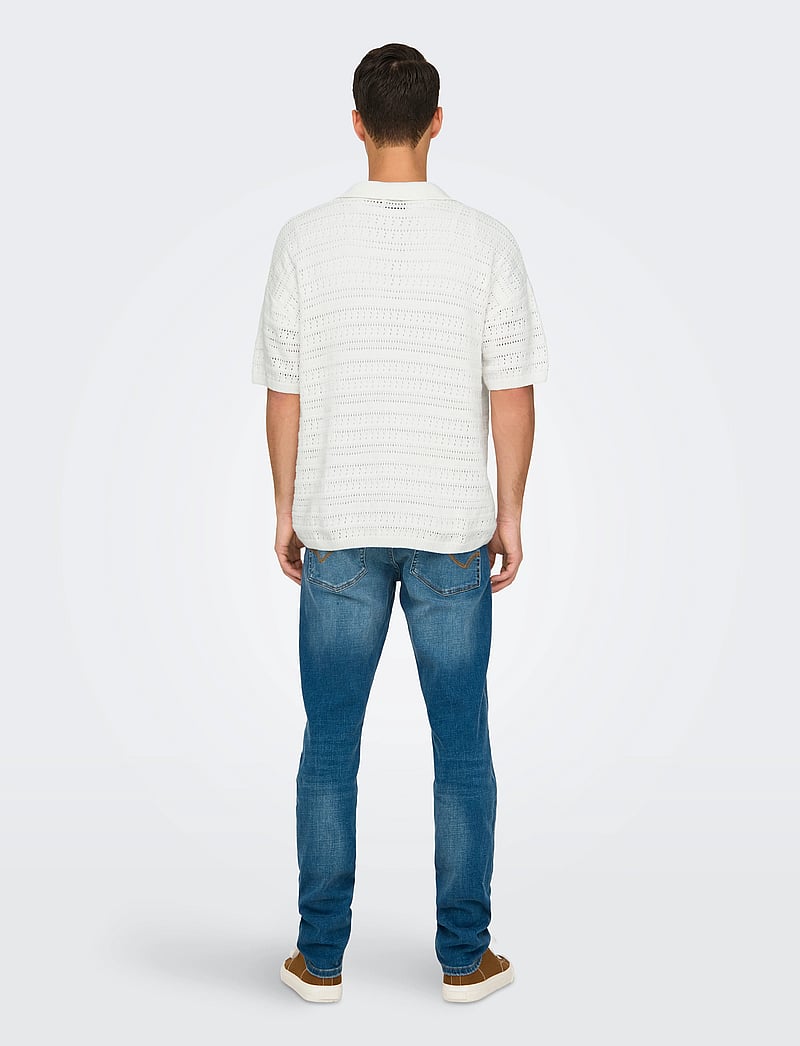 ONLY & SONS - ONSGRAYSON DS 5 CHOCHET POLO KNIT NOOS - kootud polosärgid - cloud dancer - 3