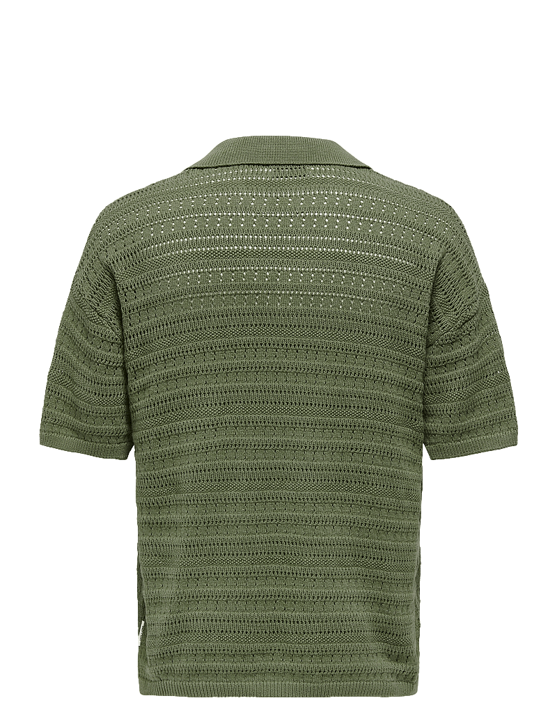 ONLY & SONS - ONSGRAYSON DS 5 CHOCHET POLO KNIT NOOS - polo bolir úr prjónaefni - deep lichen green - 2