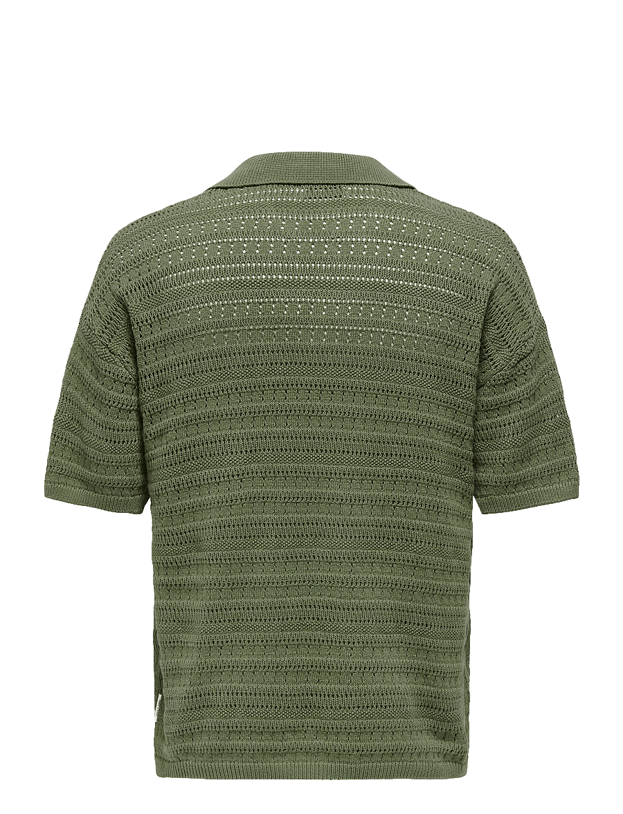 ONLY & SONS - ONSGRAYSON DS 5 CHOCHET POLO KNIT NOOS - gestrickte polohemden - deep lichen green - 2