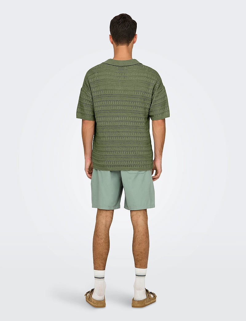 ONLY & SONS - ONSGRAYSON DS 5 CHOCHET POLO KNIT NOOS - polo bolir úr prjónaefni - deep lichen green - 3