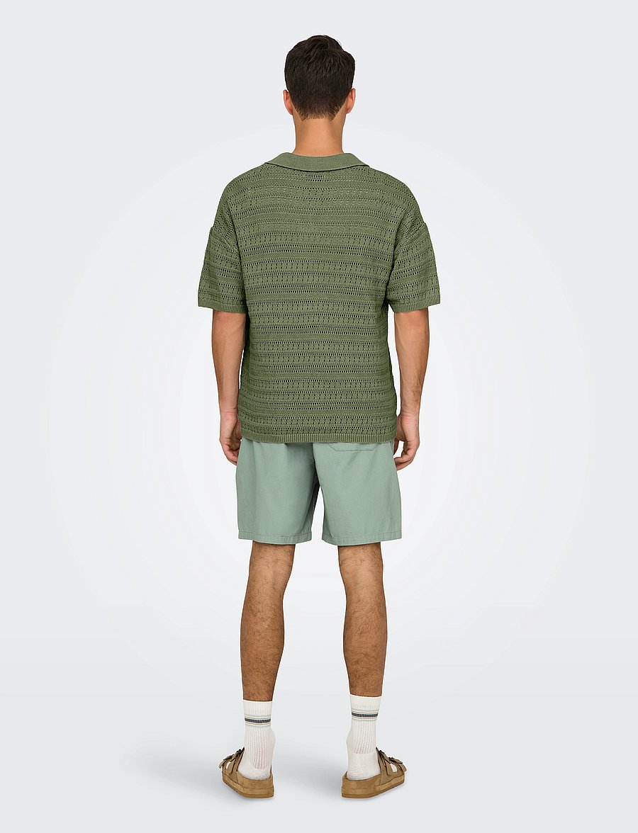 ONLY & SONS - ONSGRAYSON DS 5 CHOCHET POLO KNIT NOOS - gestrickte polohemden - deep lichen green - 3
