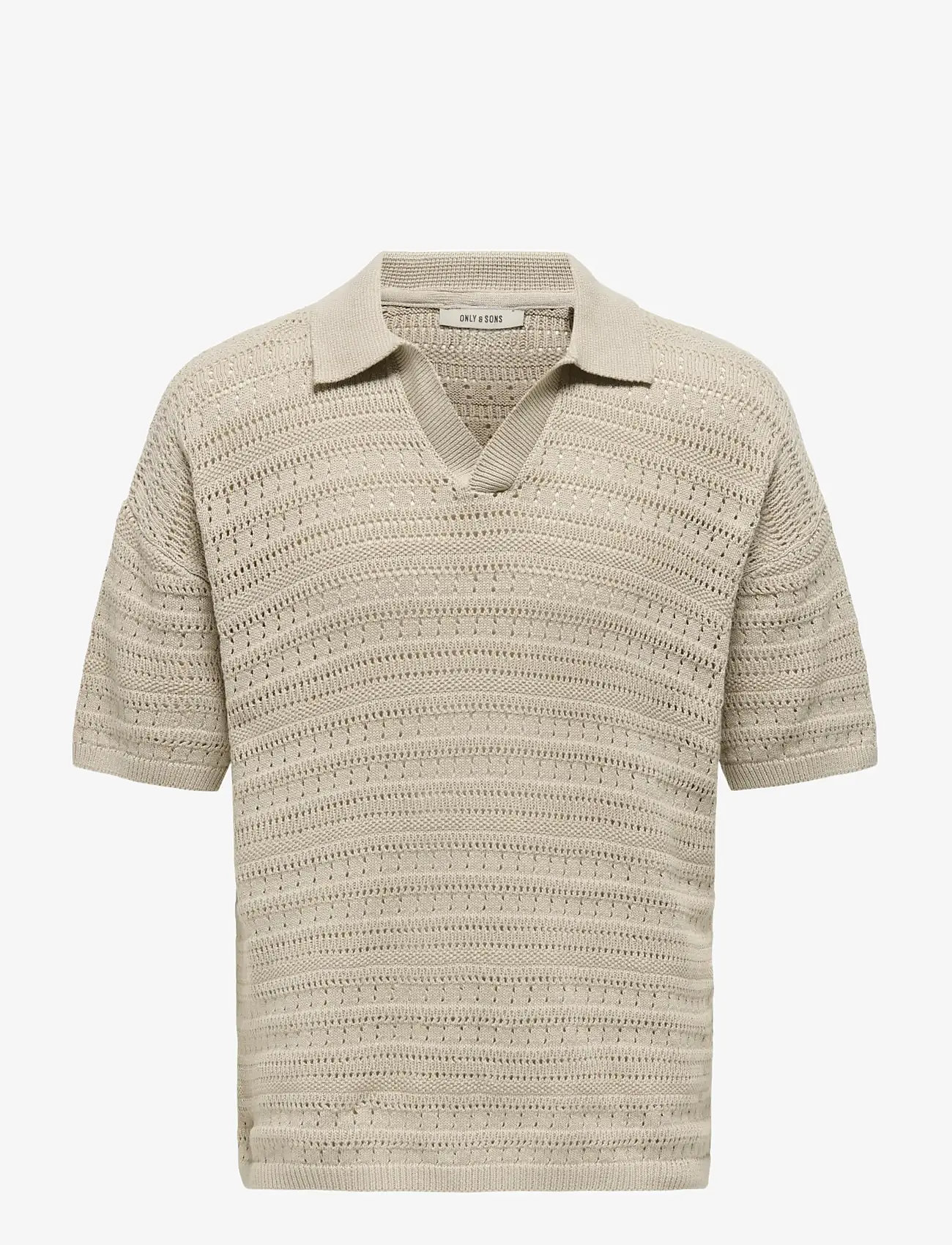 ONLY & SONS - ONSGRAYSON DS 5 CHOCHET POLO KNIT NOOS - gestrickte polohemden - silver lining - 1
