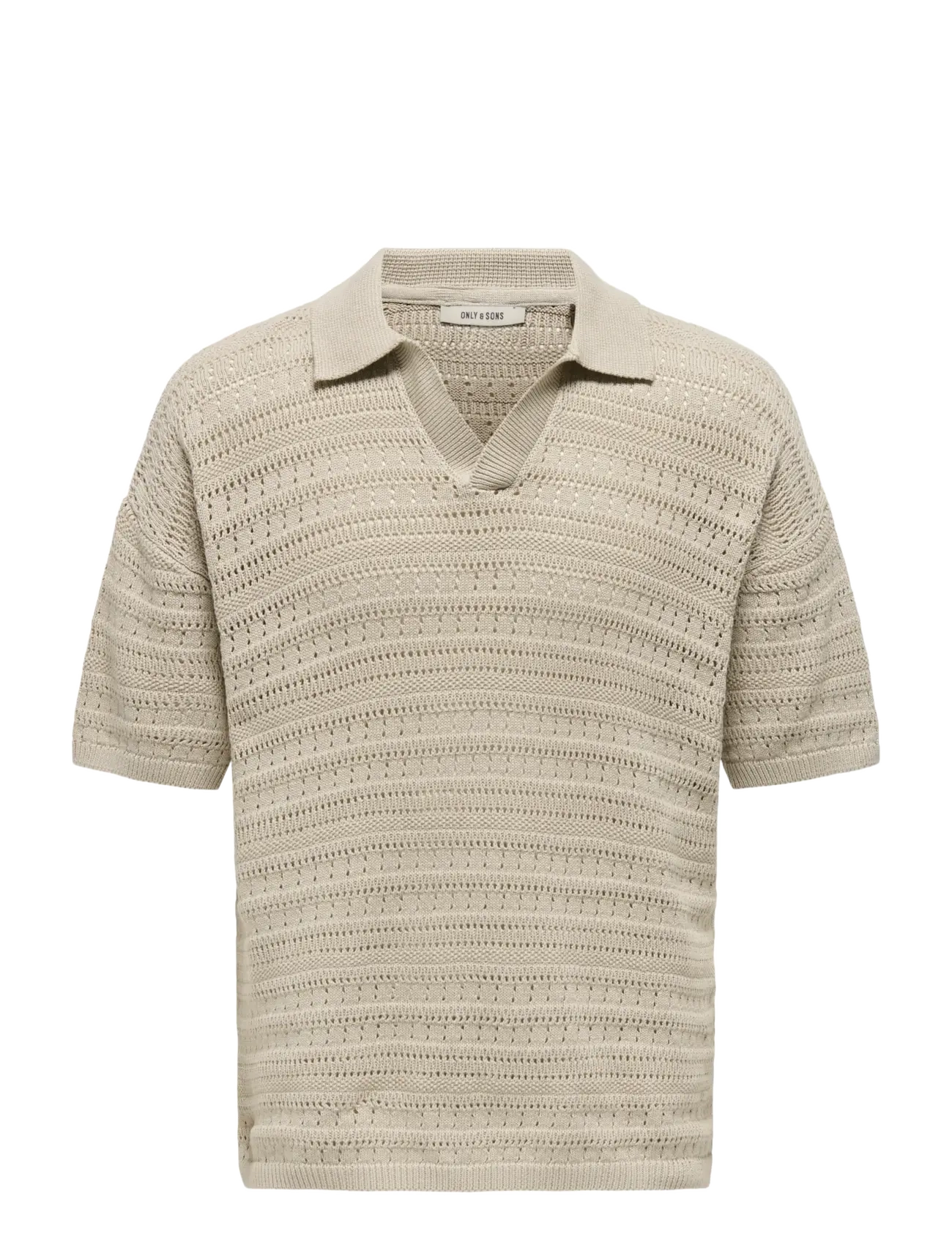 ONLY & SONS ONSGRAYSON DS 5 CHOCHET POLO KNIT NOOS - Neuleet - SILVER LINING / beige