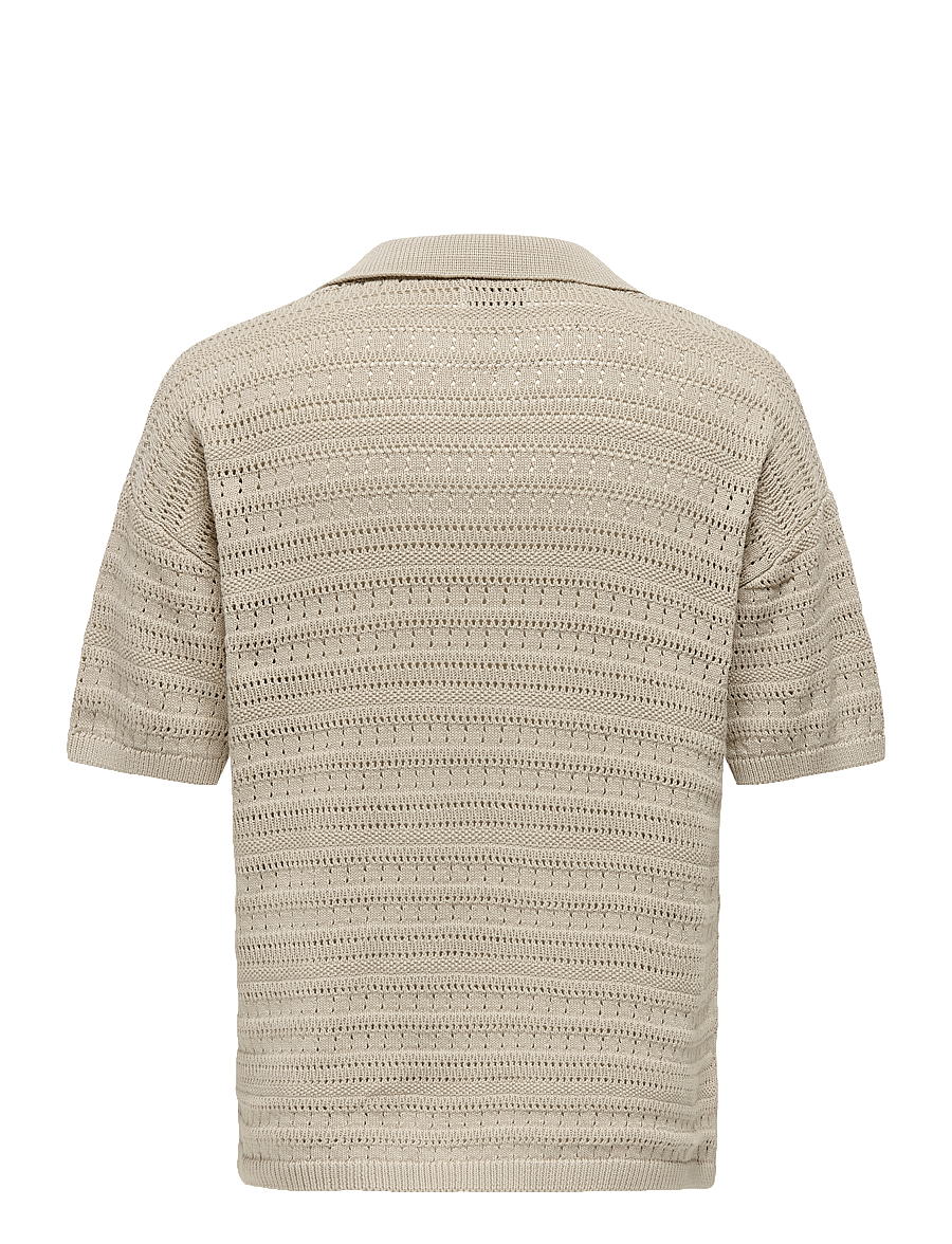ONLY & SONS - ONSGRAYSON DS 5 CHOCHET POLO KNIT NOOS - trikotažiniai polo marškinėliai - silver lining - 2