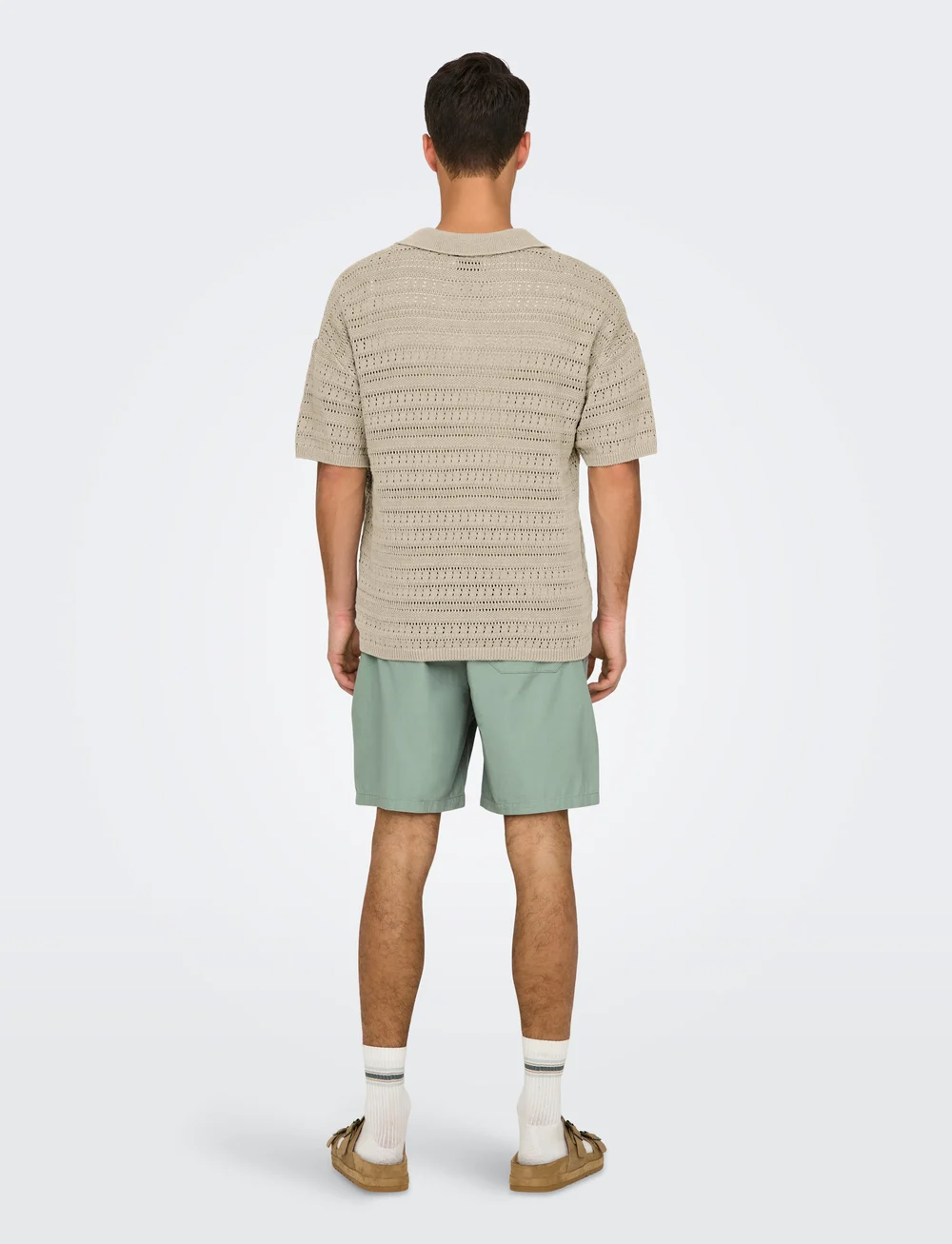 ONLY & SONS - ONSGRAYSON DS 5 CHOCHET POLO KNIT NOOS - knitted polos - silver lining - 3